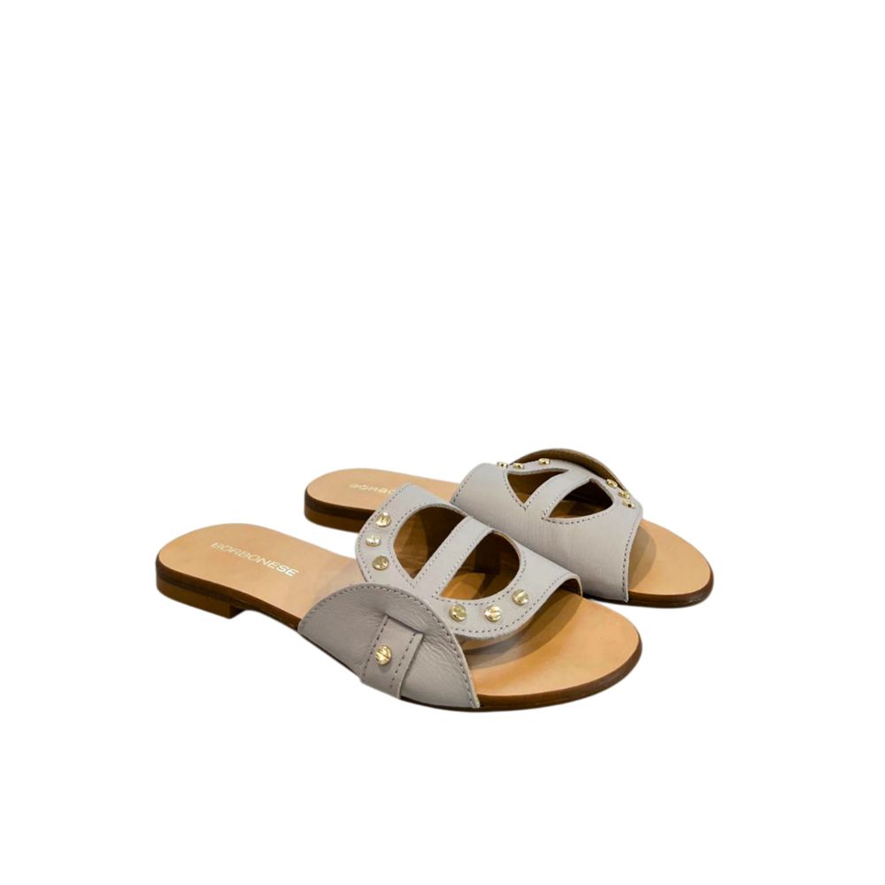 Borbonese Grey Leather Women Women's Sandal