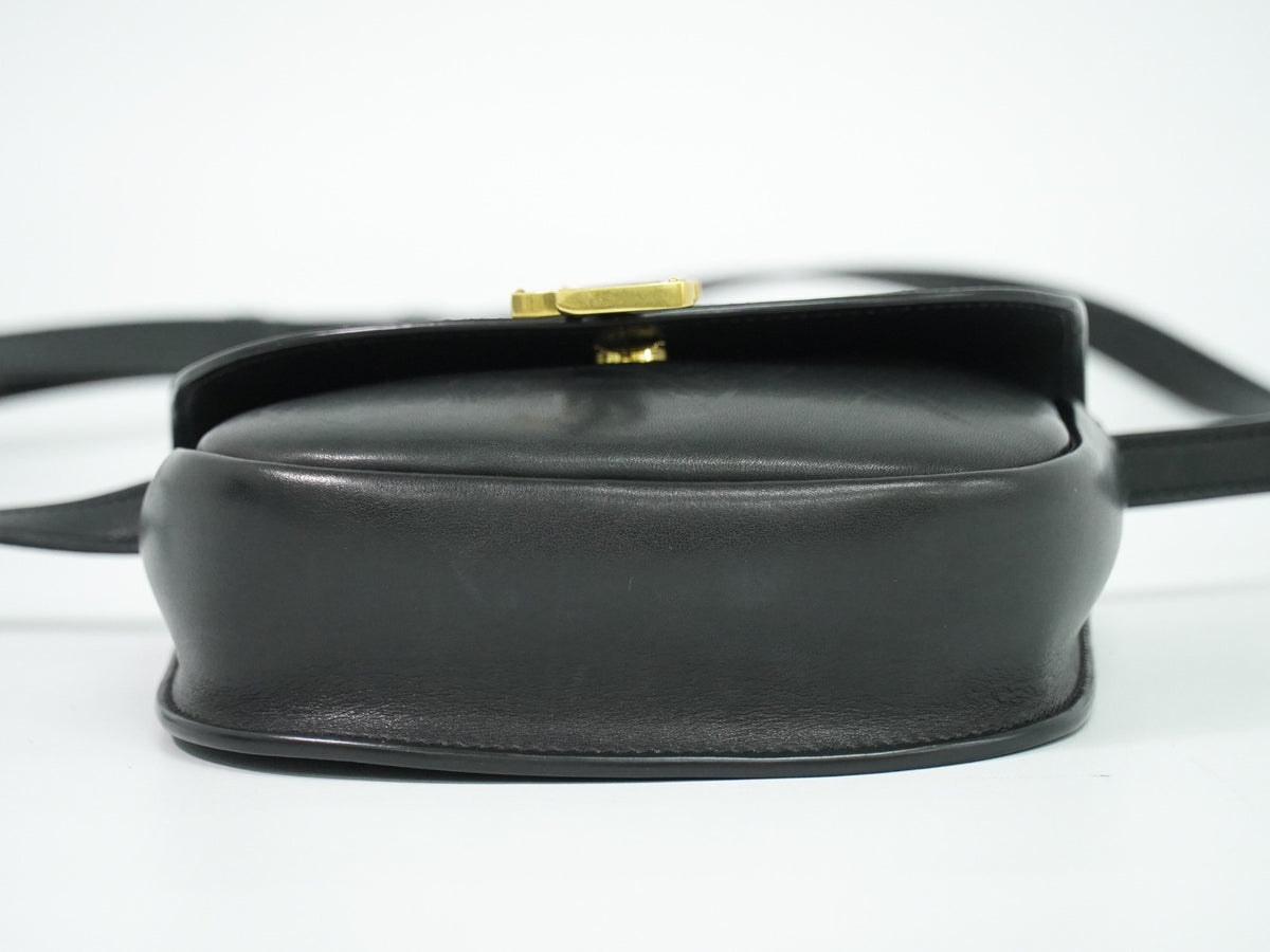 Saint Laurent Kaia Leather Black Leather Shoulder Bag Bag (Pre-Owned)
