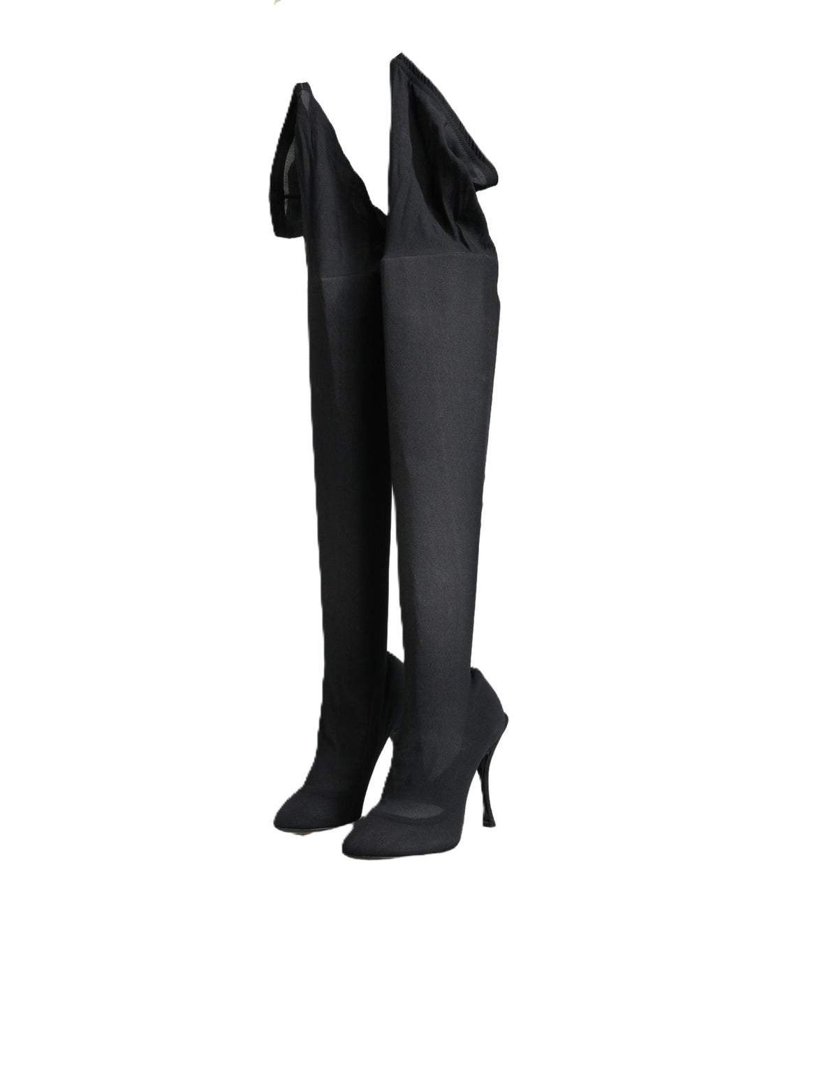Dolce & Gabbana Black Stretch Socks Knee High Boots Women's Shoes