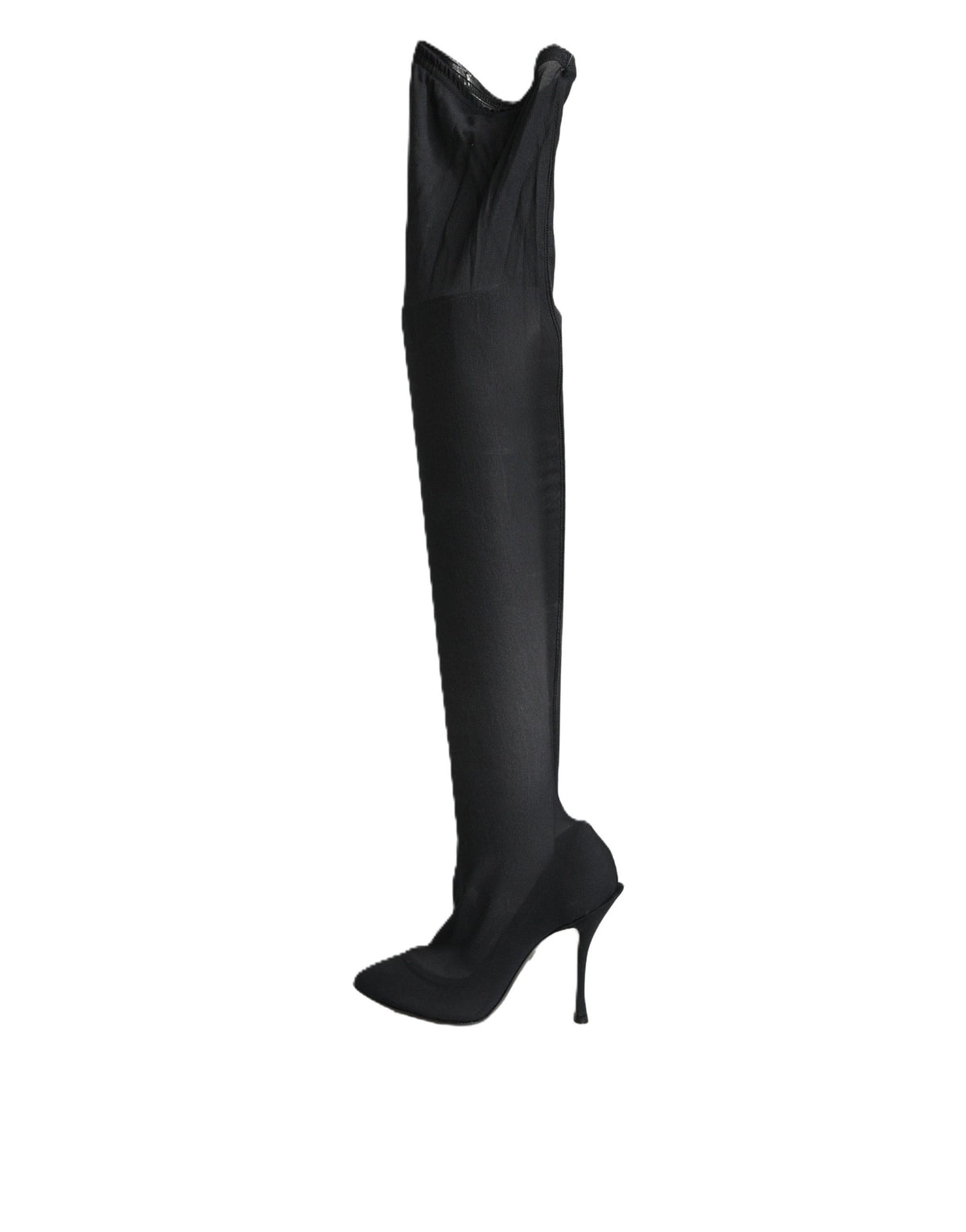 Dolce & Gabbana Black Stretch Socks Knee High Boots Women's Shoes