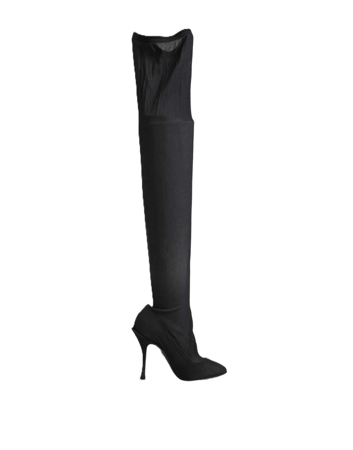 Dolce & Gabbana Black Stretch Socks Knee High Boots Women's Shoes