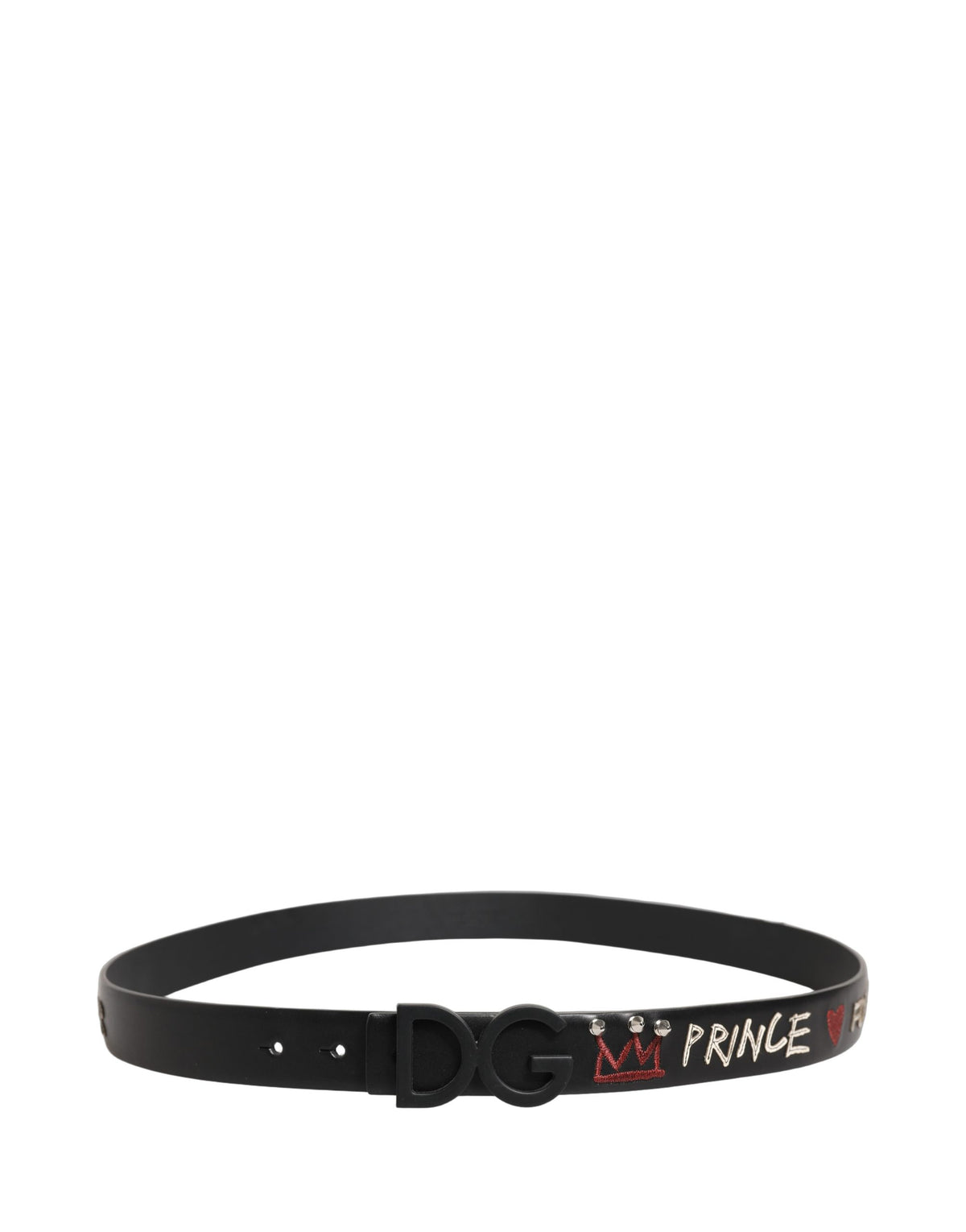 Dolce & Gabbana Black Leather Prince Crown Logo Buckle Men's Belt