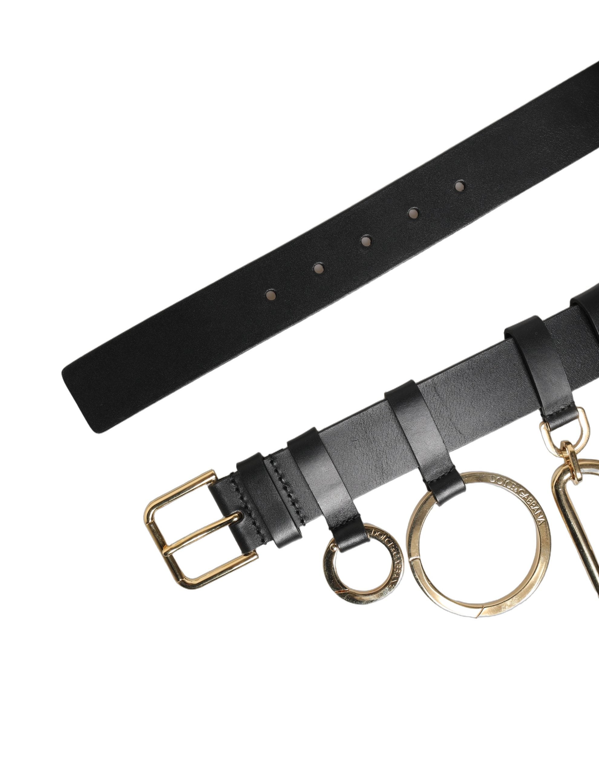 Dolce & Gabbana Black Calf Leather Gold Metal Buckle Men Men's Belt