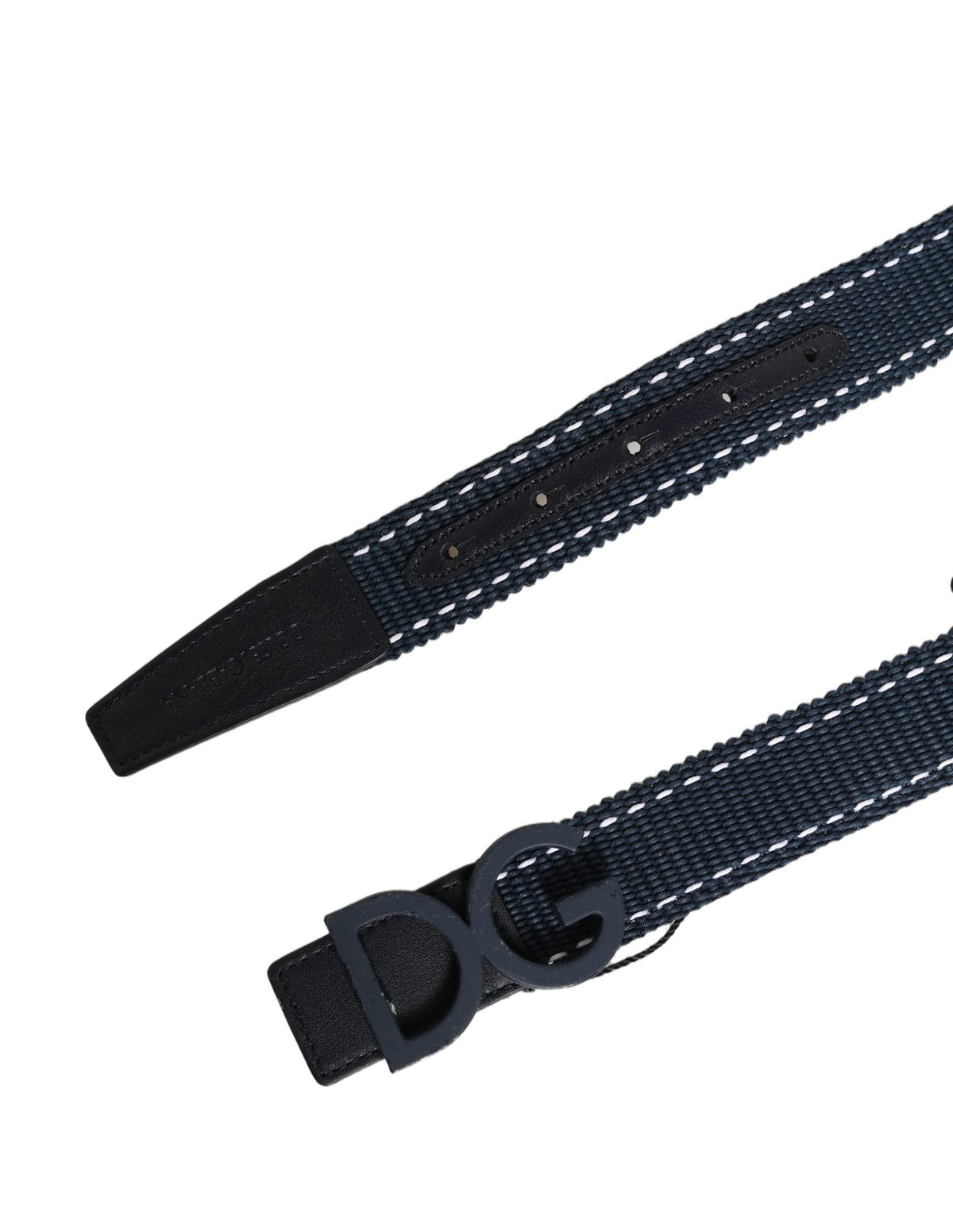 Dolce & Gabbana Blue Cotton Canvas DG Logo Metal Buckle Men's Belt (Pre-Owned)