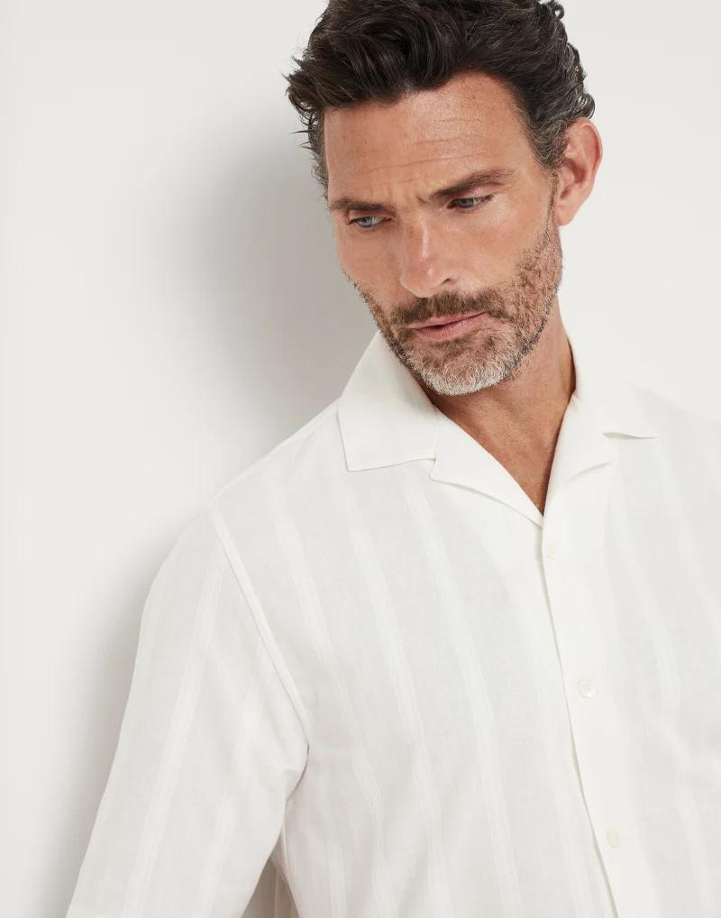 Brunello Cucinelli White Cotton Shortsleeve Men's Shirt