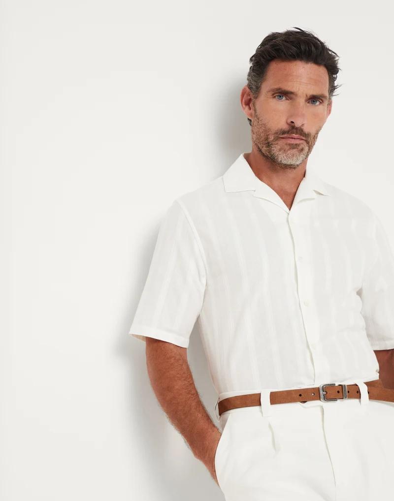 Brunello Cucinelli White Cotton Shortsleeve Men's Shirt