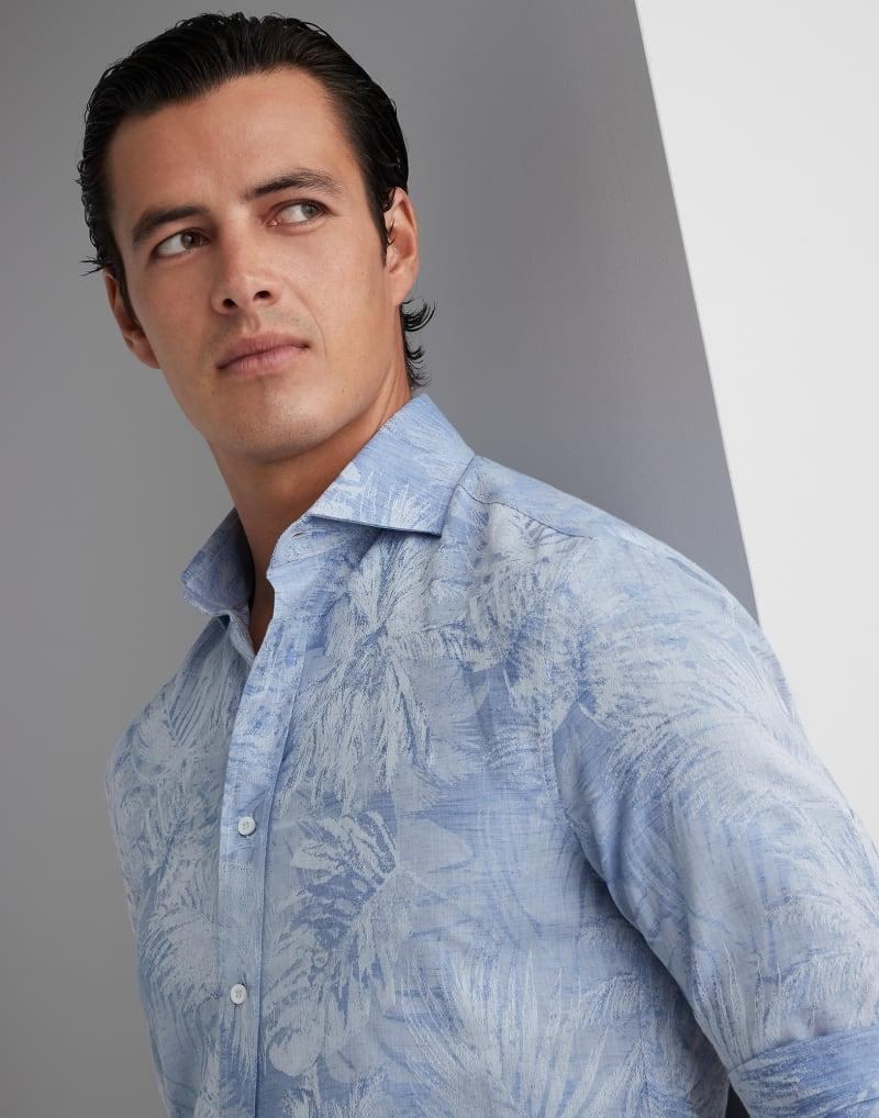 Brunello Cucinelli Blue Cotton Men's Shirt