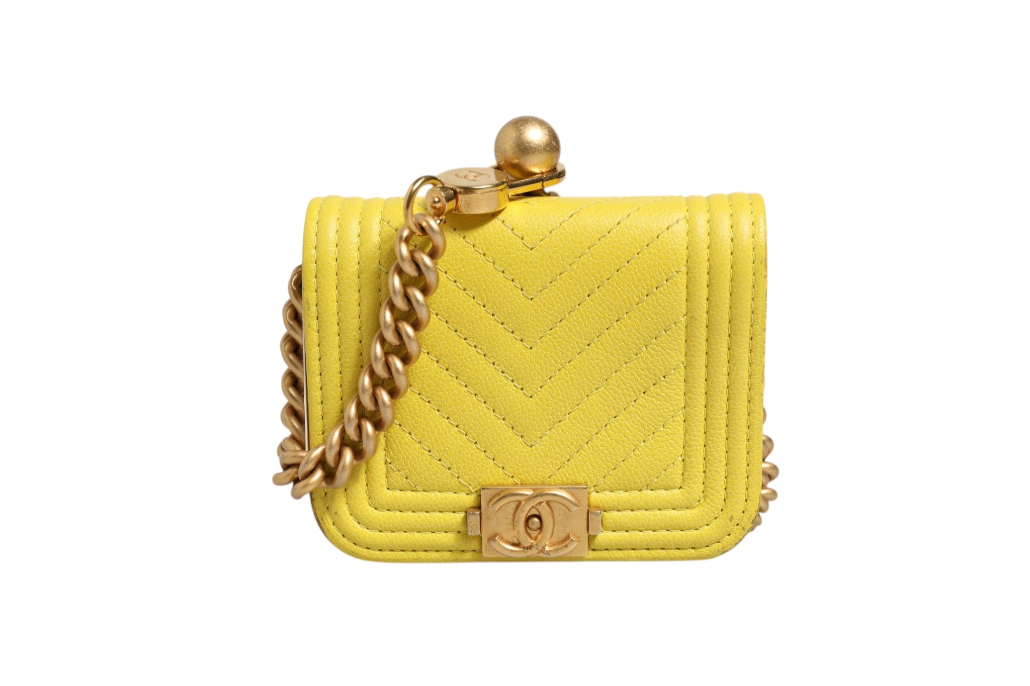 Chanel Crossbody Yellow Leather Women's Bag (Pre-Owned)