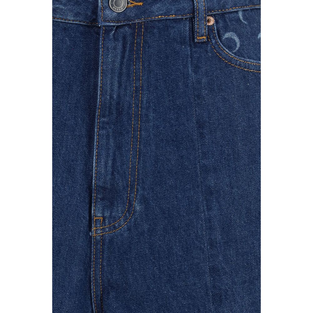 Marine Serre Blue Cotton Bermuda Women's Shorts