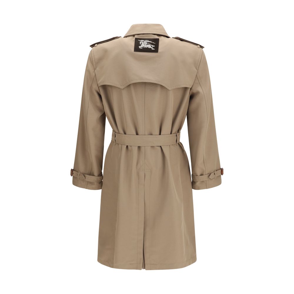 Burberry Brown Silk Trench Men's Coat