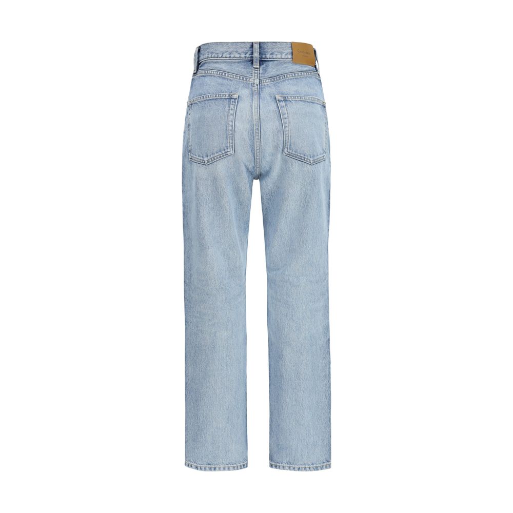 Saint Laurent Blue Cotton Cropped Women's Jeans