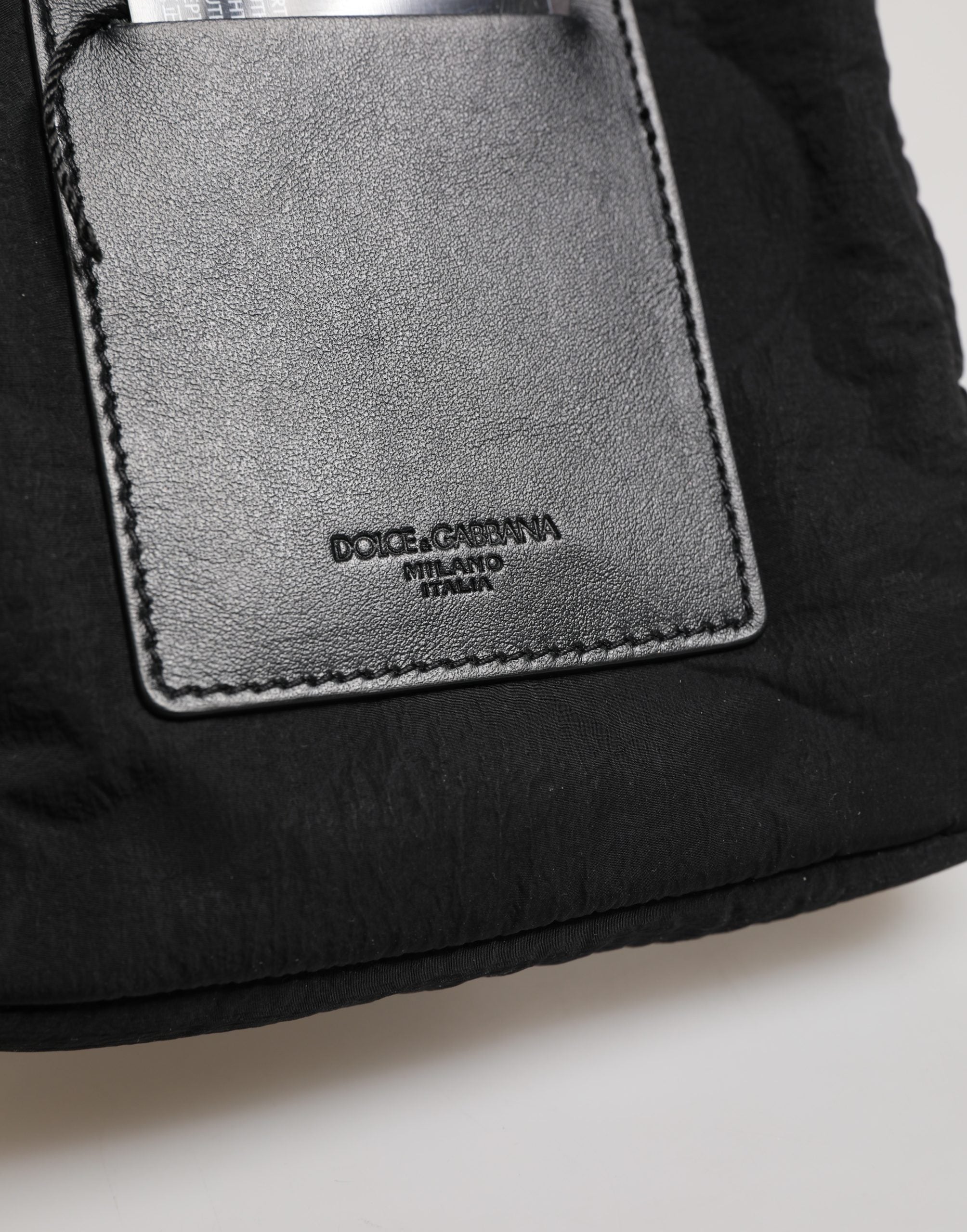 Dolce & Gabbana Black Nylon Rubberized Logo Print Crossbody Borse Men's Bag