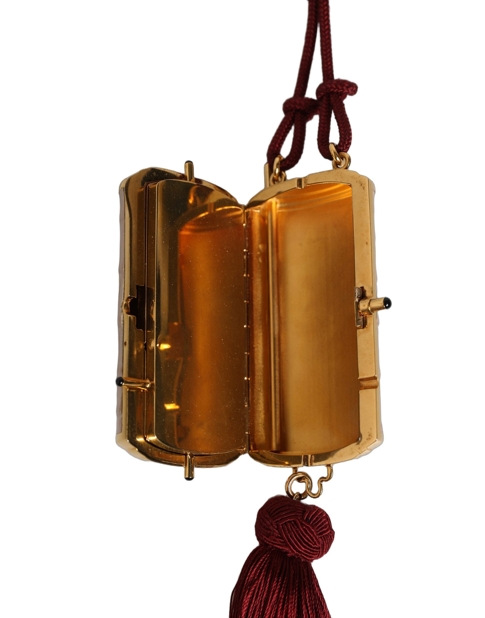 Dolce & Gabbana Pink Exotic Leather Mini Mirror Tassel Makeup Women's Bag