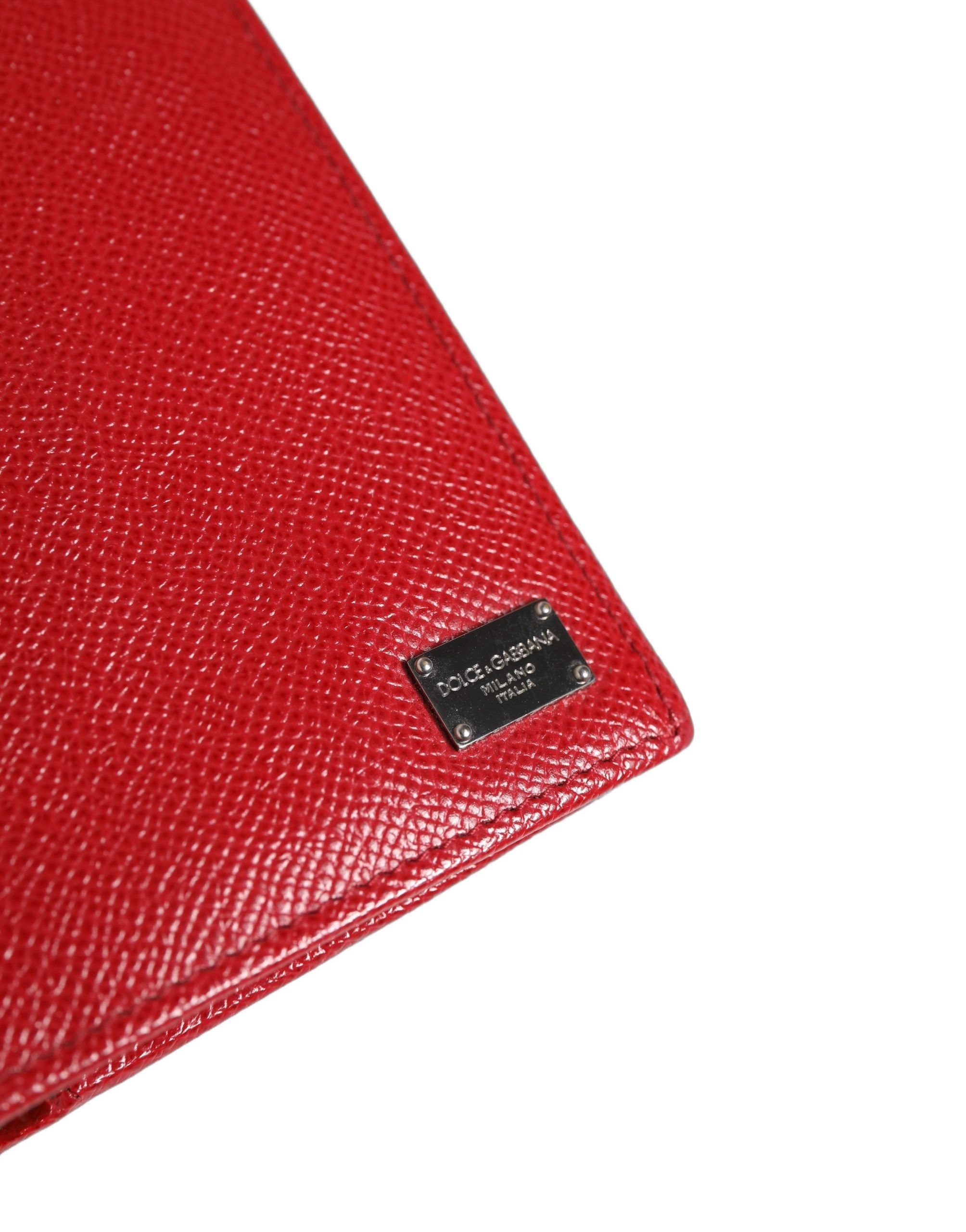 Dolce & Gabbana Red Dauphine Leather ID Men Card Holder Bifold Women's Wallet (Pre-Owned)