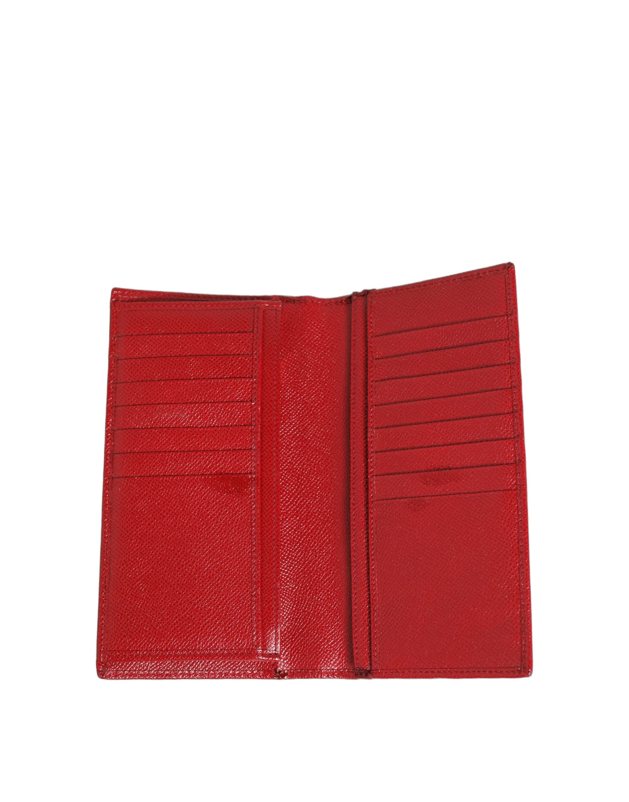Dolce & Gabbana Red Dauphine Leather ID Men Card Holder Bifold Women's Wallet (Pre-Owned)