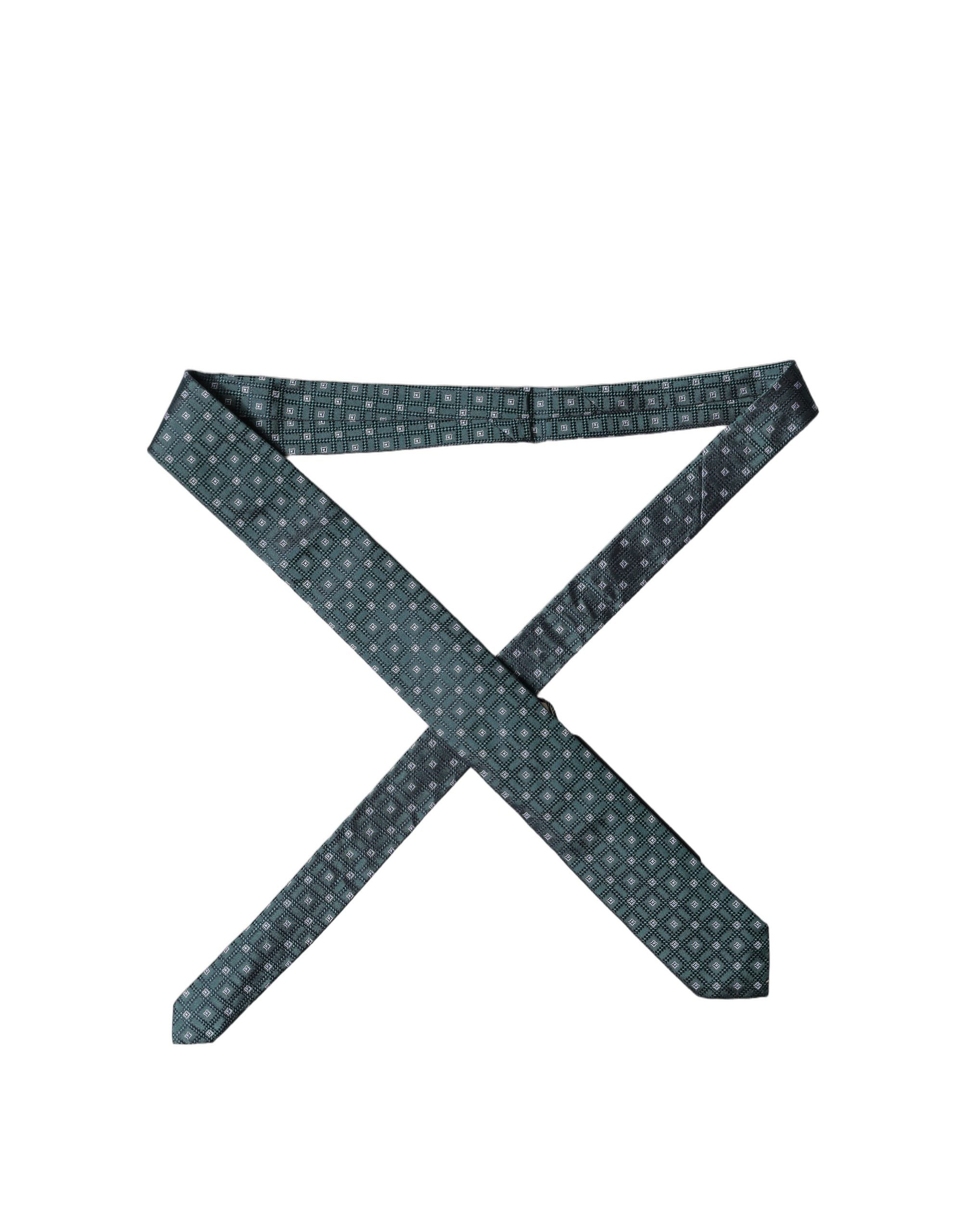 Dolce & Gabbana Dark Green Patterned Silk Adjustable Men NeckMen's Men's Tie