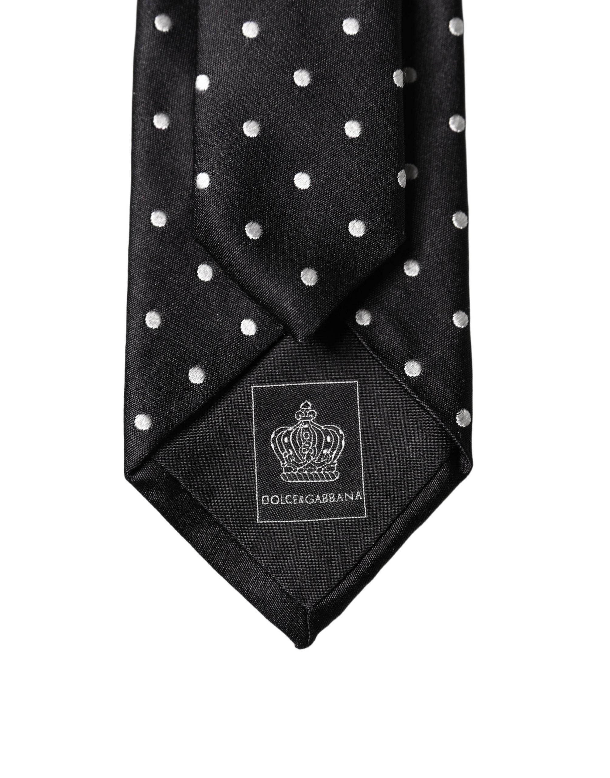 Dolce & Gabbana Black White Polka Dots Silk Adjustable Men NeckMen's Men's Tie