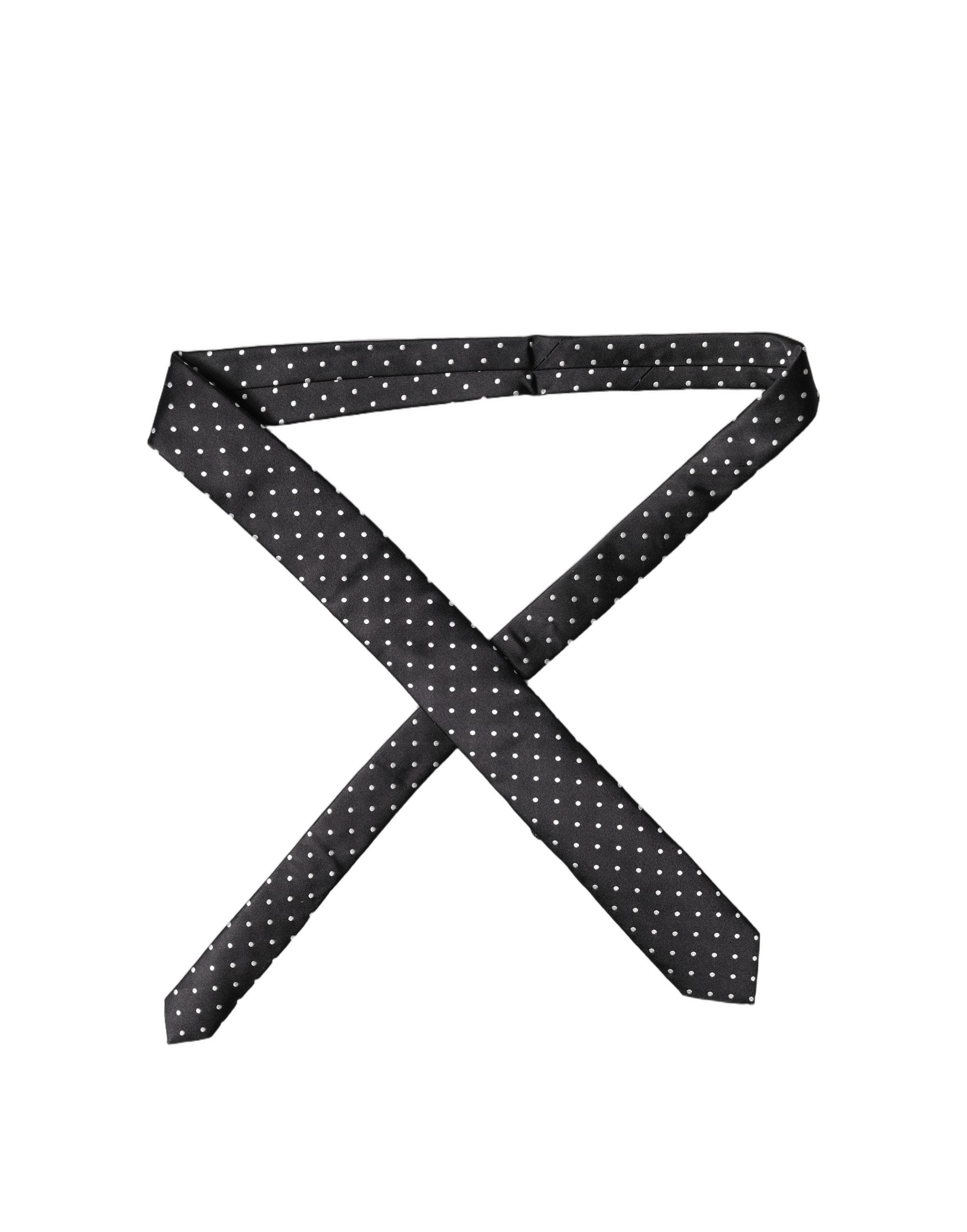 Dolce & Gabbana Black White Polka Dots Silk Adjustable Men NeckMen's Men's Tie