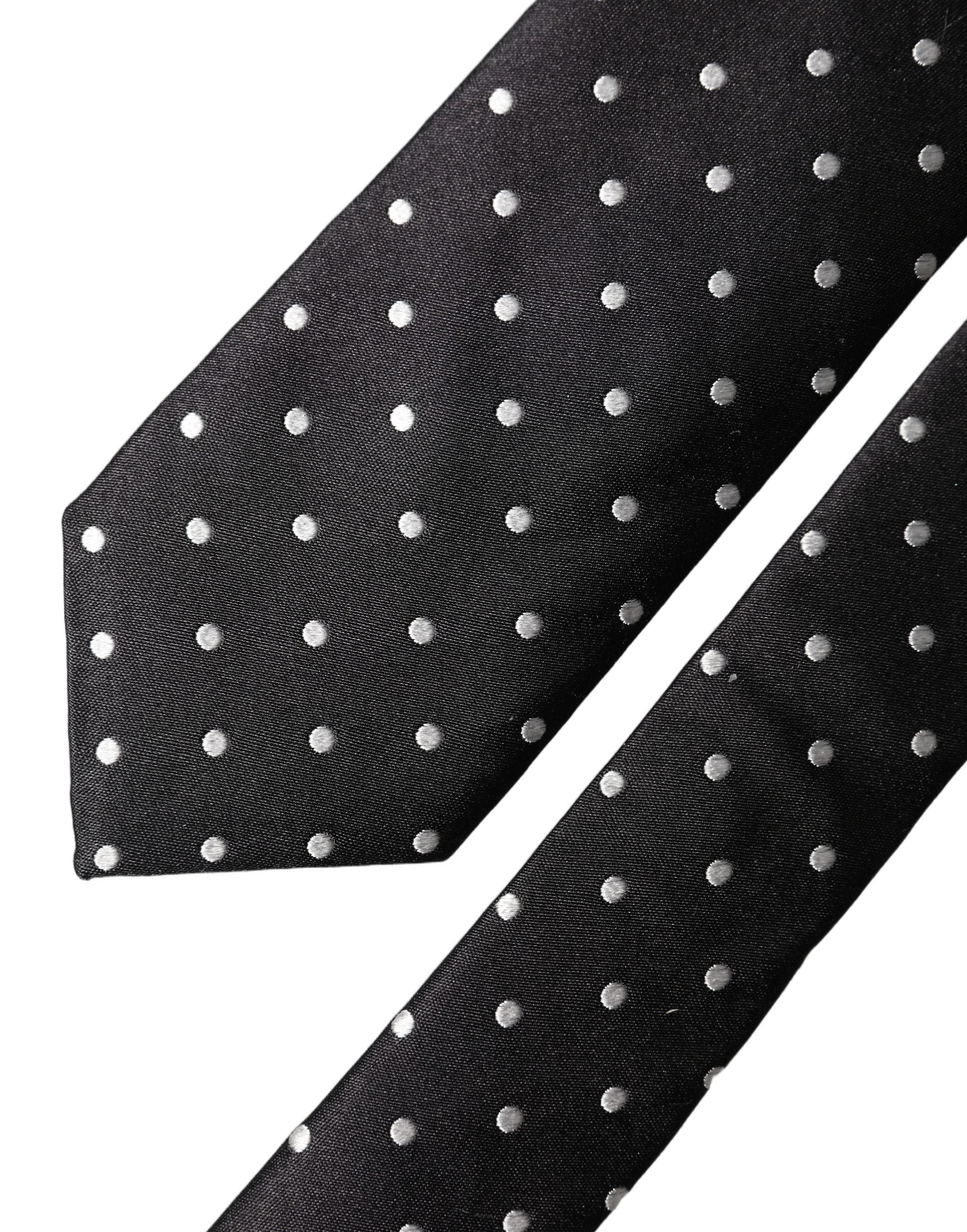 Dolce & Gabbana Black White Polka Dots Silk Adjustable Men NeckMen's Men's Tie