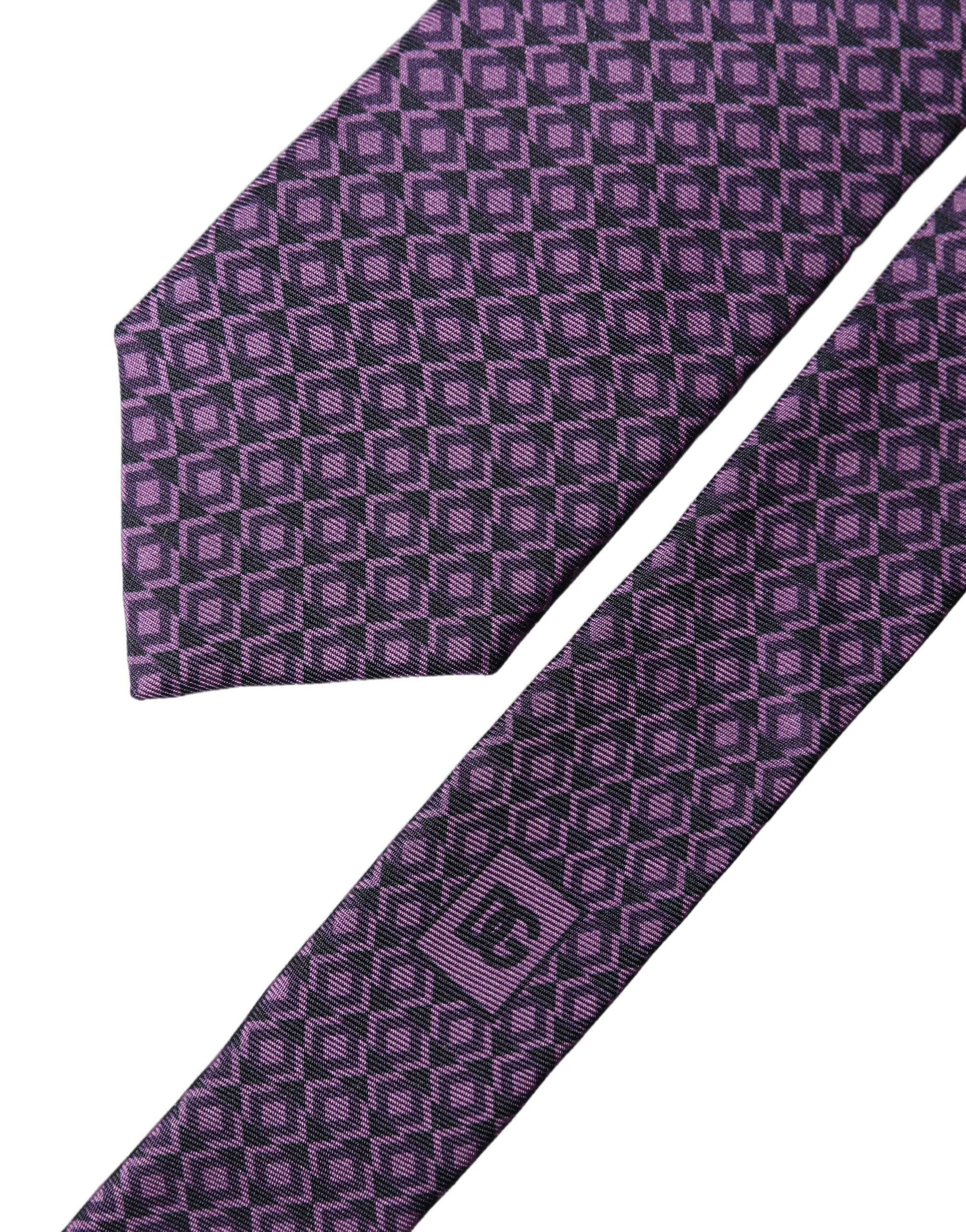 Dolce & Gabbana Purple Patterned 100% Silk Adjustable Men NeckMen's Men's Tie