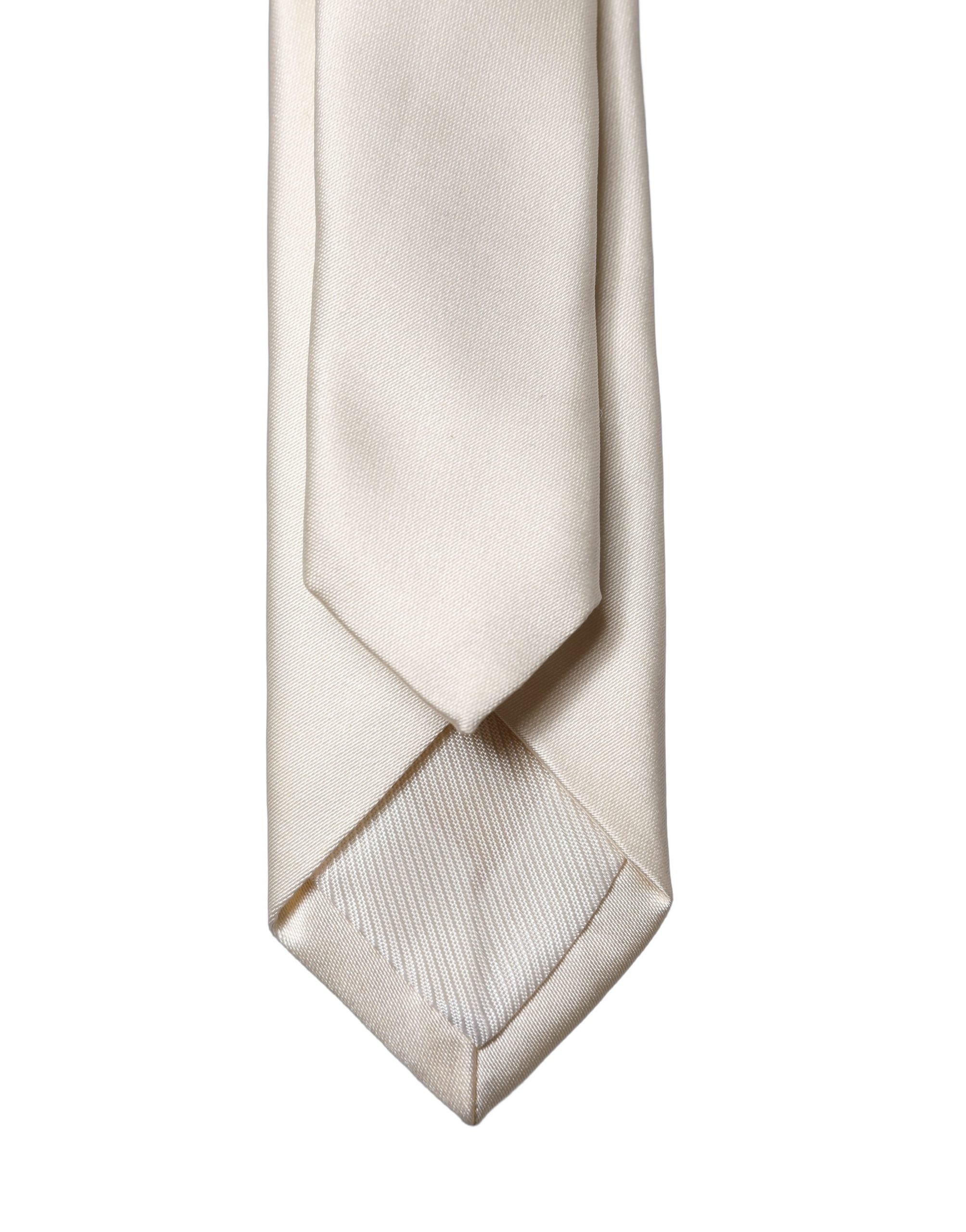 Dolce & Gabbana Off White Solid 100% Silk Adjustable Men Men'sd NeckMen's Men's Tie