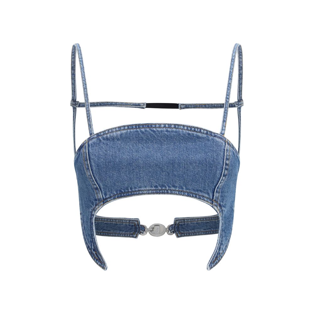 Marine Serre Blue Denim Women's Shirt