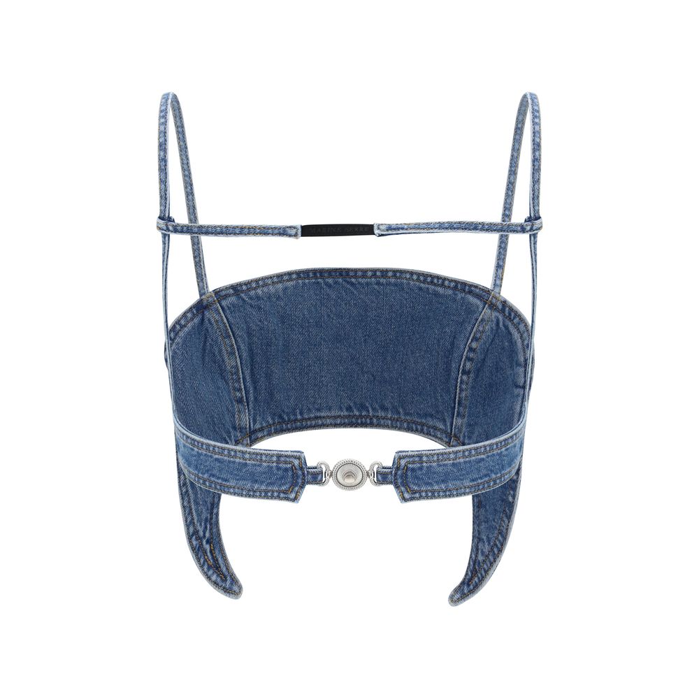 Marine Serre Blue Denim Women's Shirt