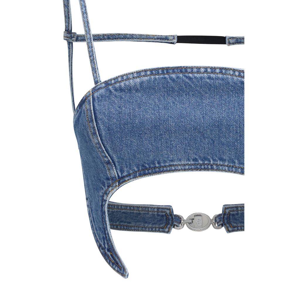 Marine Serre Blue Denim Women's Shirt