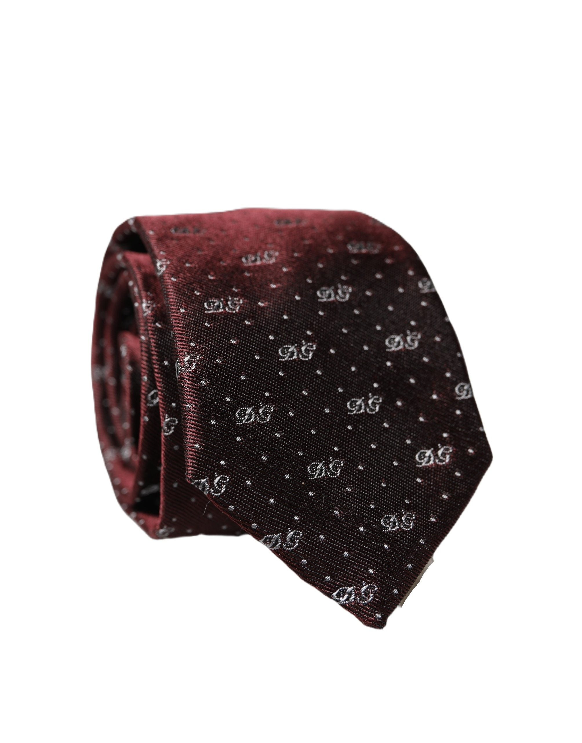 Dolce & Gabbana Burgundy Logo Monogram Silk Adjustable Men NeckMen's Men's Tie