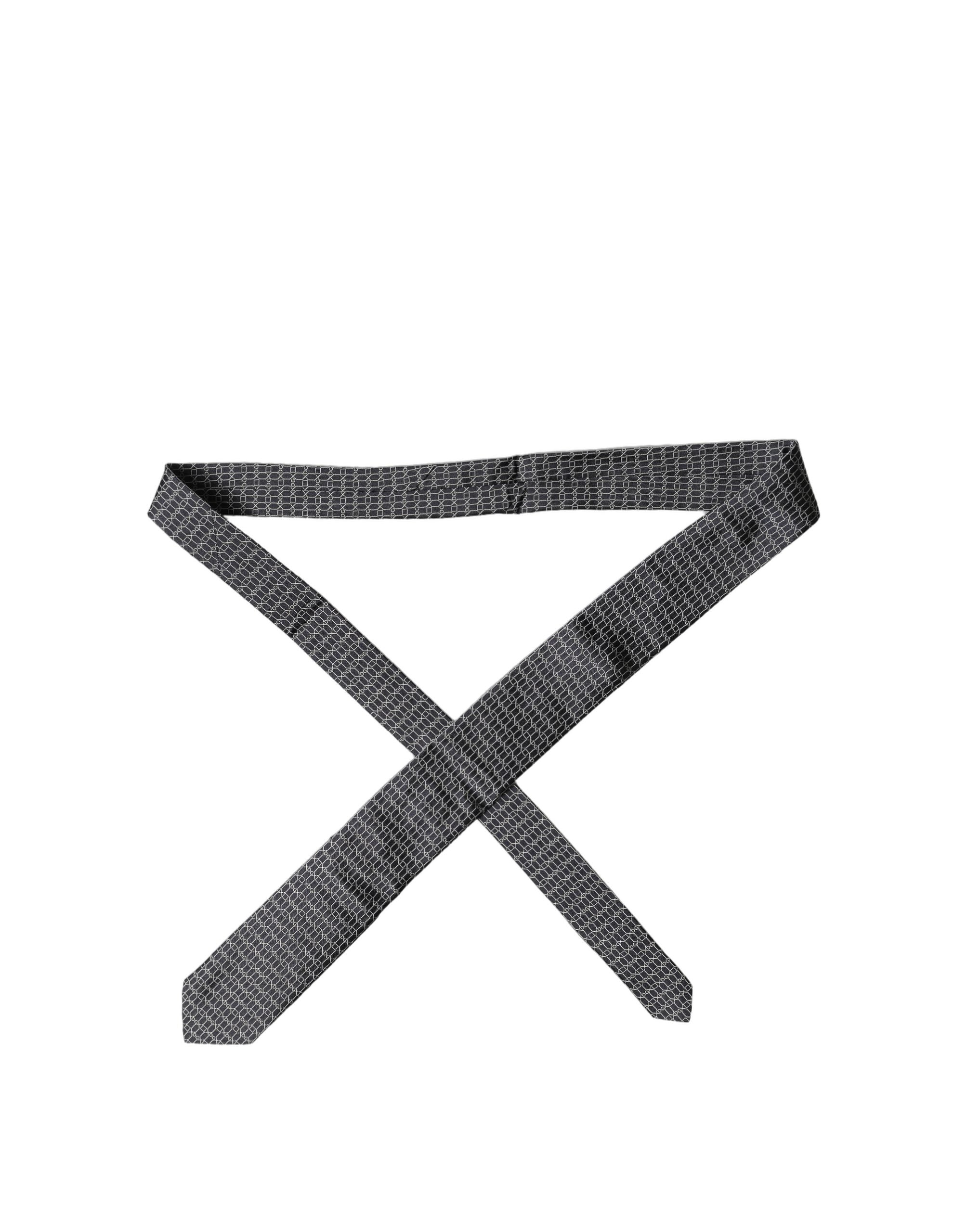 Dolce & Gabbana Black Geometric DG Silk Adjustable Men Men'sd NeckMen's Men's Tie