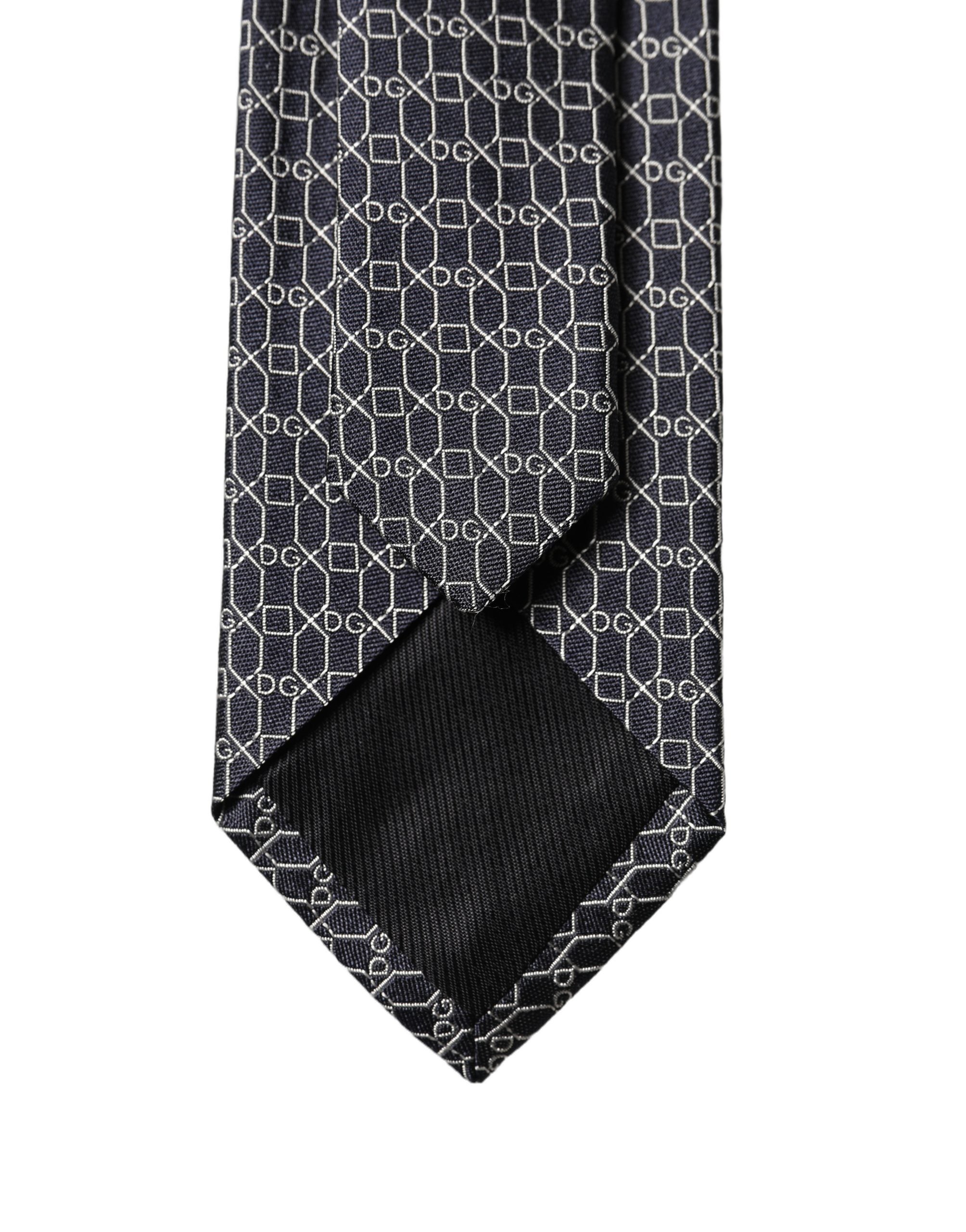 Dolce & Gabbana Black Geometric DG Silk Adjustable Men Men'sd NeckMen's Men's Tie