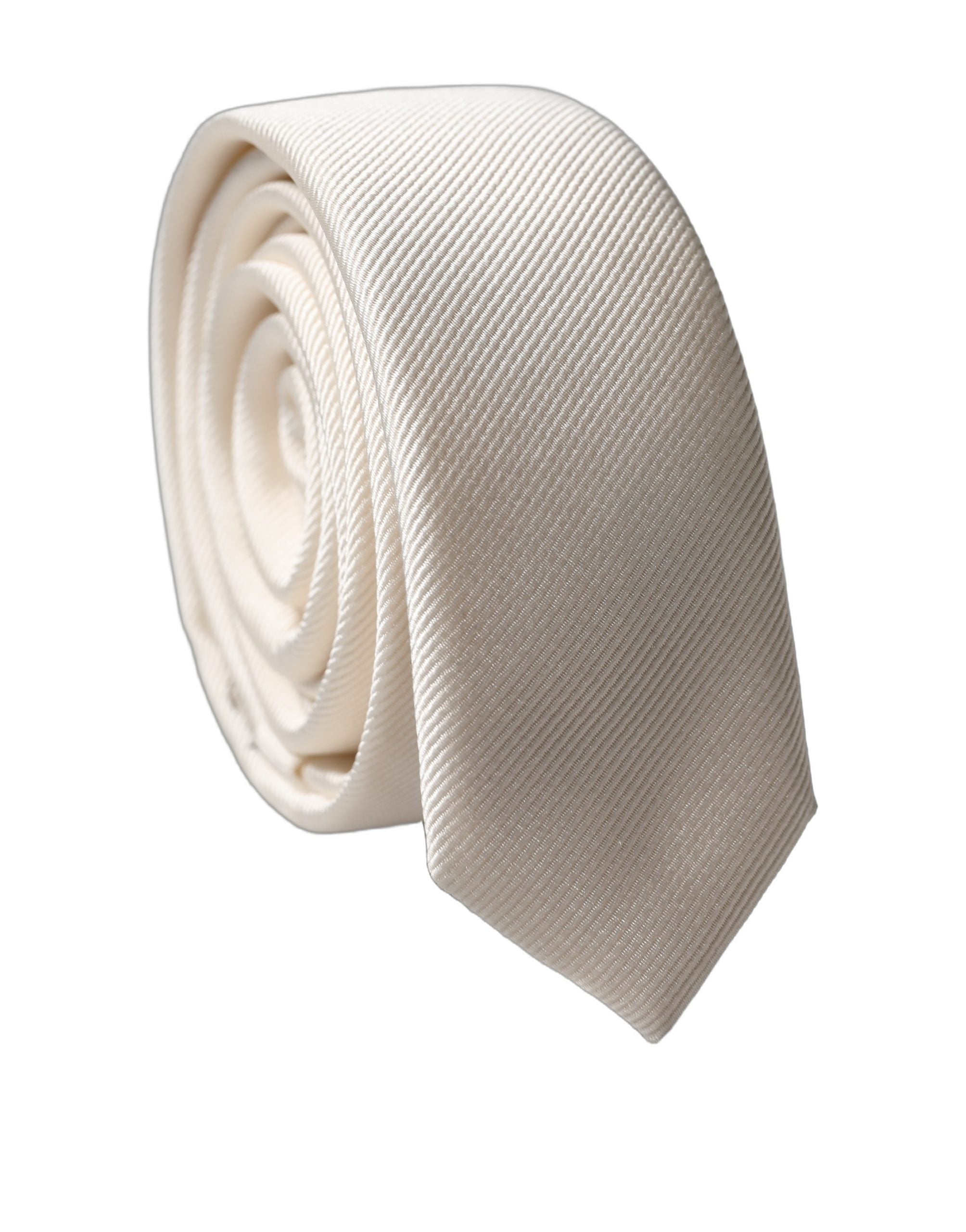 Dolce & Gabbana Off White Solid 100% Silk Adjustable Men Men'sd NeckMen's Men's Tie