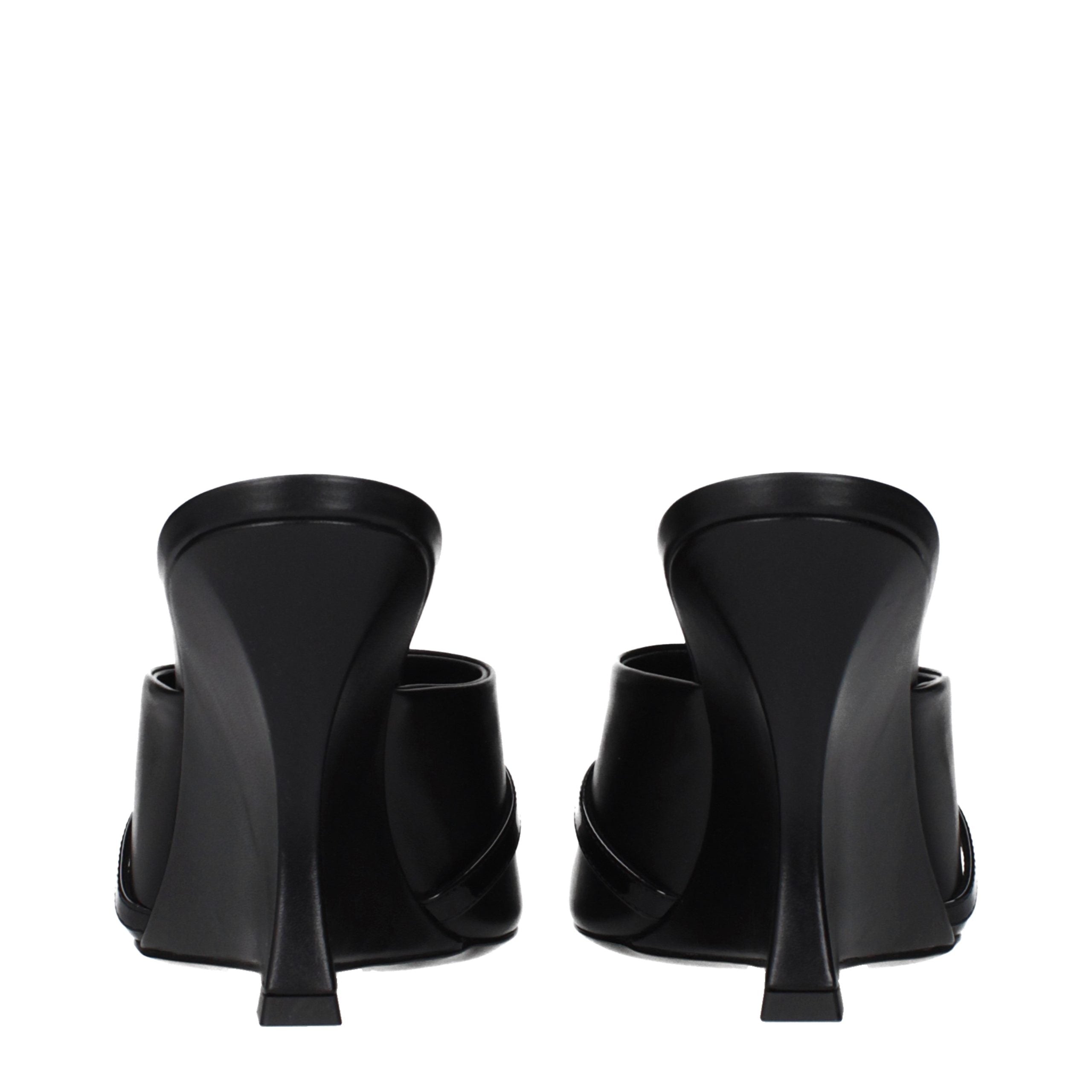 Versace Black Leather Wedge Women's Sandals
