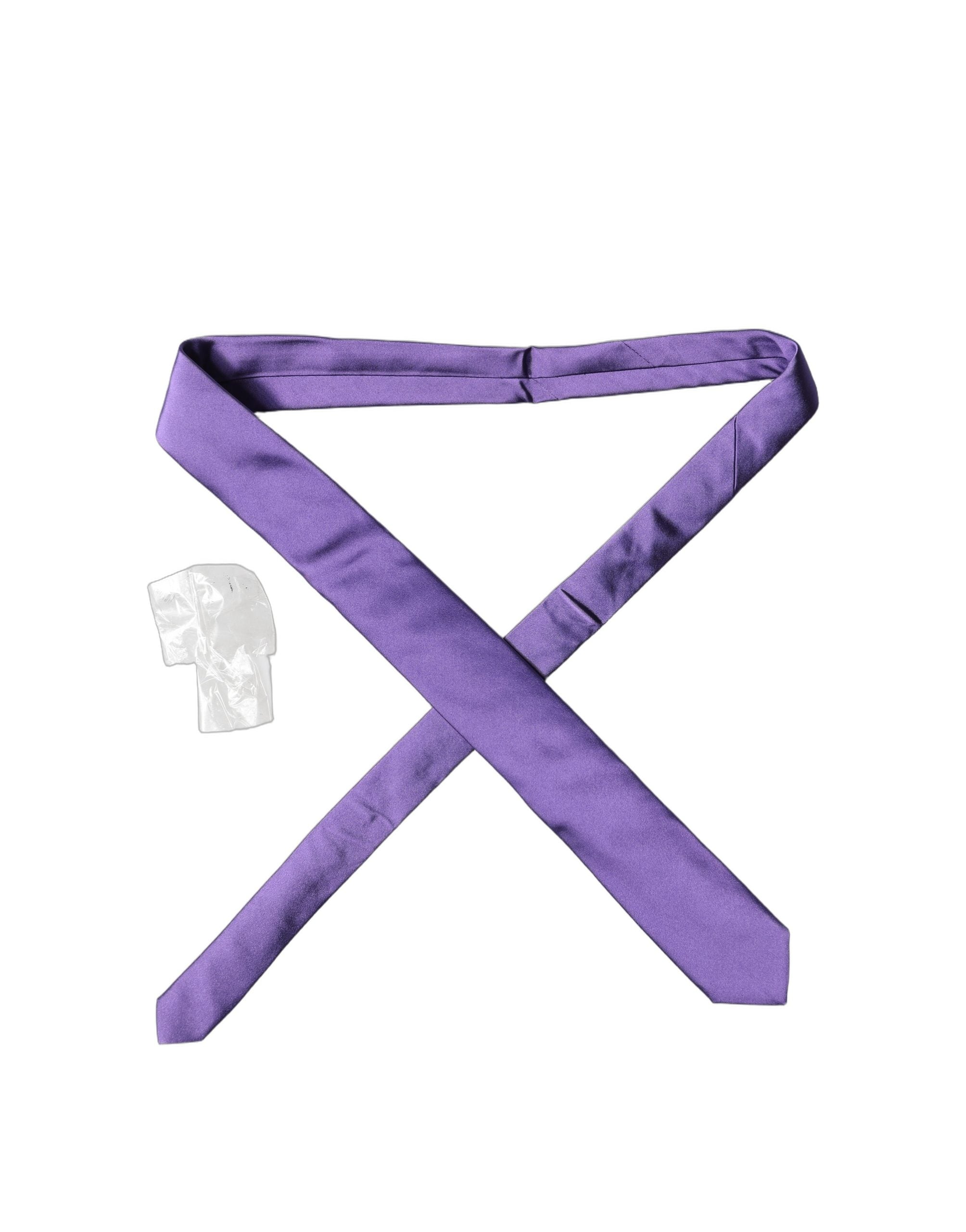 Dolce & Gabbana Purple Satin 100% Silk Adjustable Men Men'sd NeckMen's Men's Tie