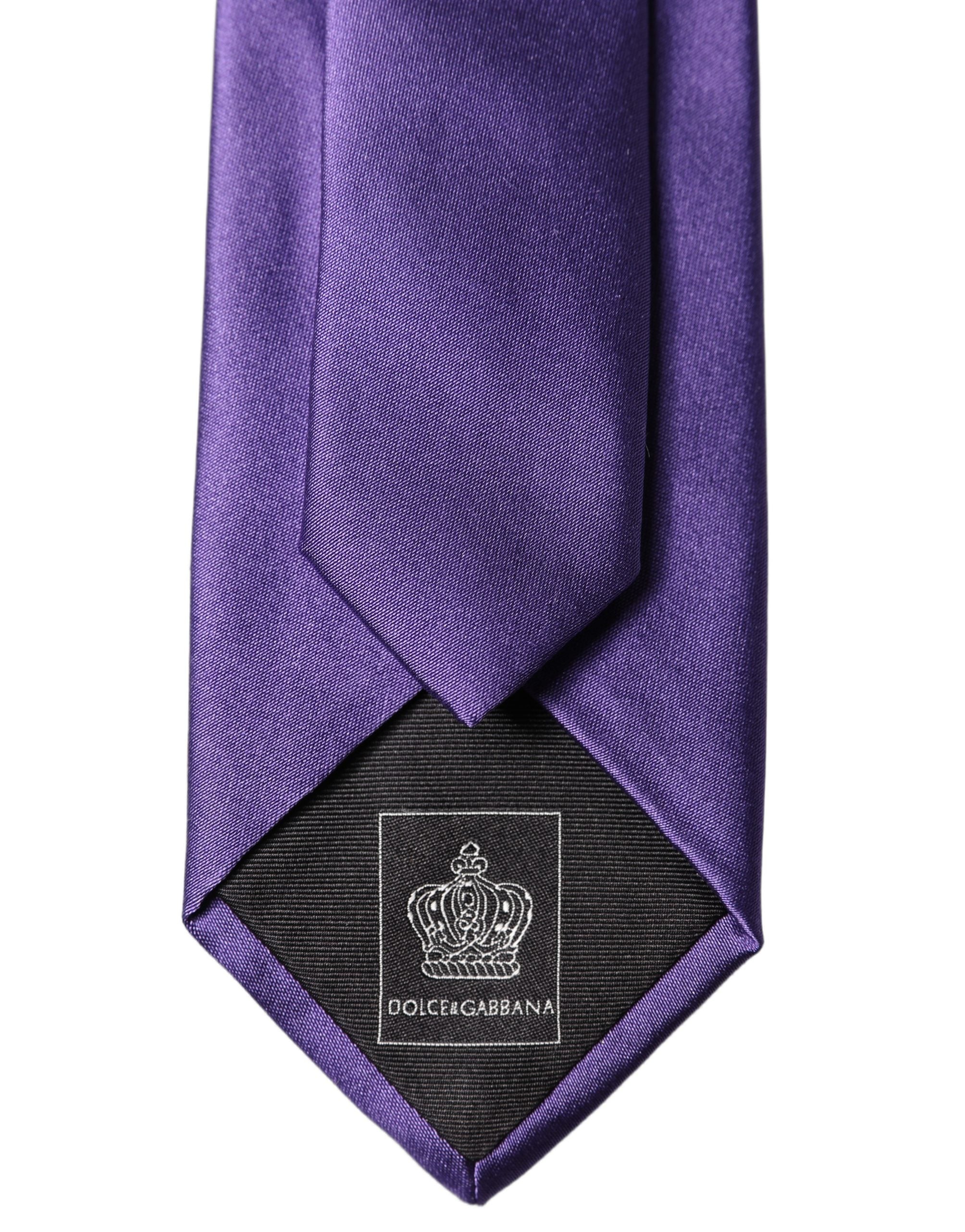 Dolce & Gabbana Purple Satin 100% Silk Adjustable Men Men'sd NeckMen's Men's Tie