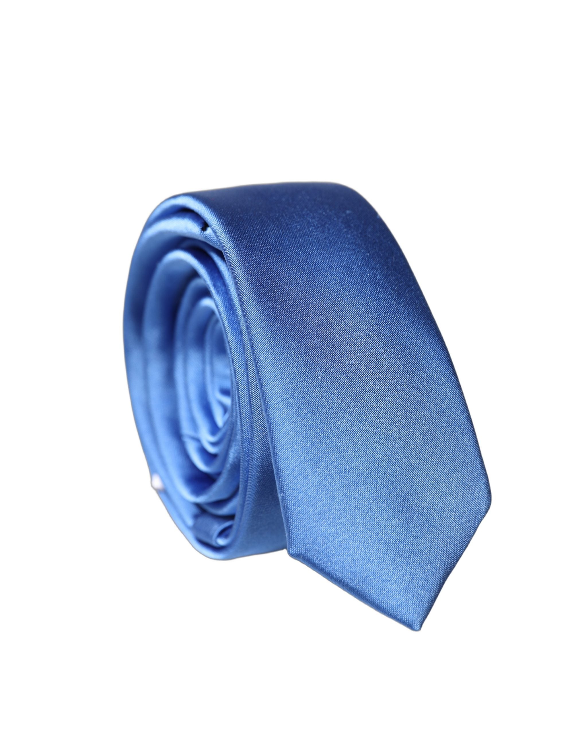 Dolce & Gabbana Blue Satin 100% Silk Adjustable Men Men'sd NeckMen's Men's Tie