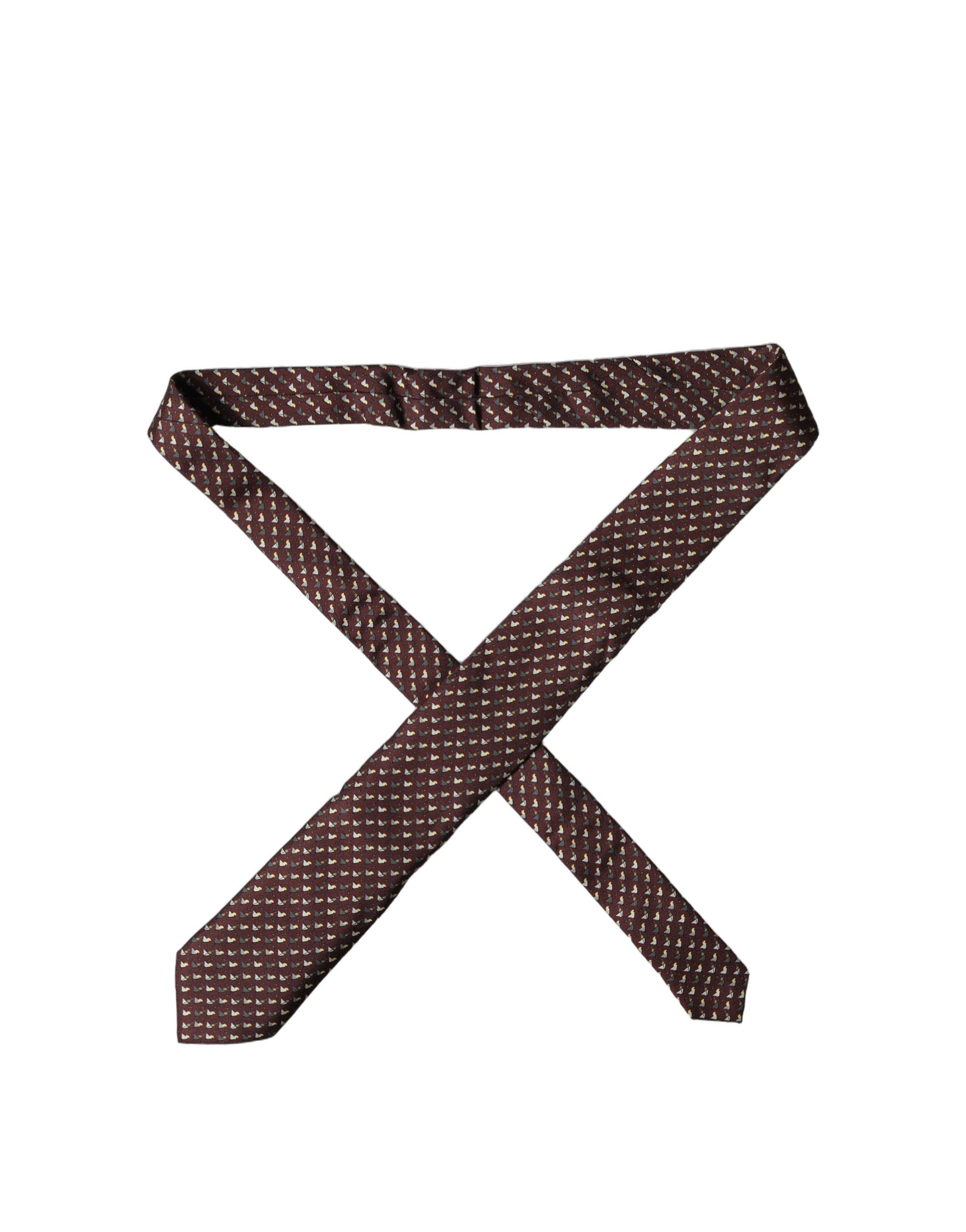 Dolce & Gabbana Burgundy Geometric Silk Adjustable Men Men'sd NeckMen's Men's Tie
