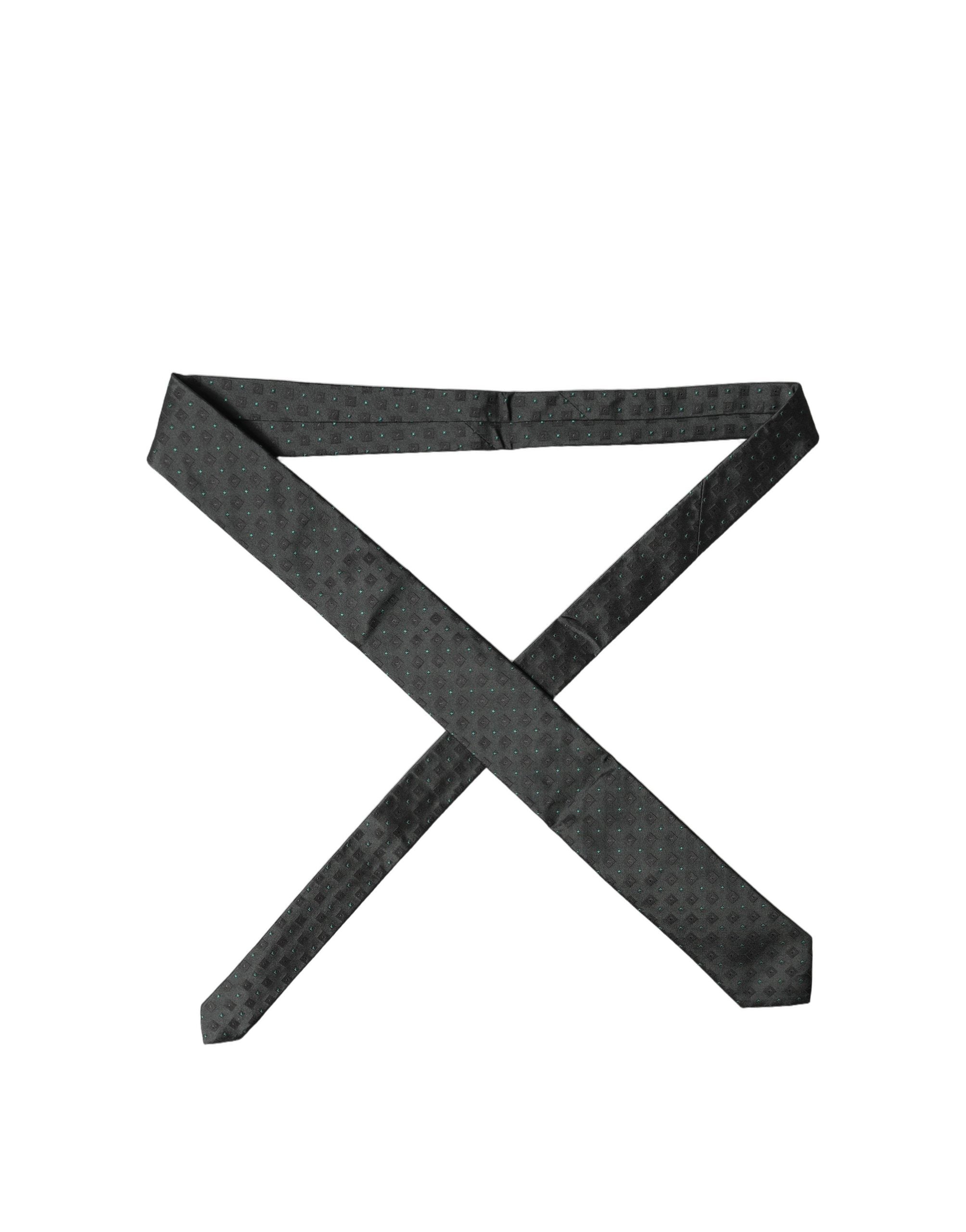 Dolce & Gabbana Black Geometric Silk Adjustable Men Women'sd NeckWomen's Women's Tie