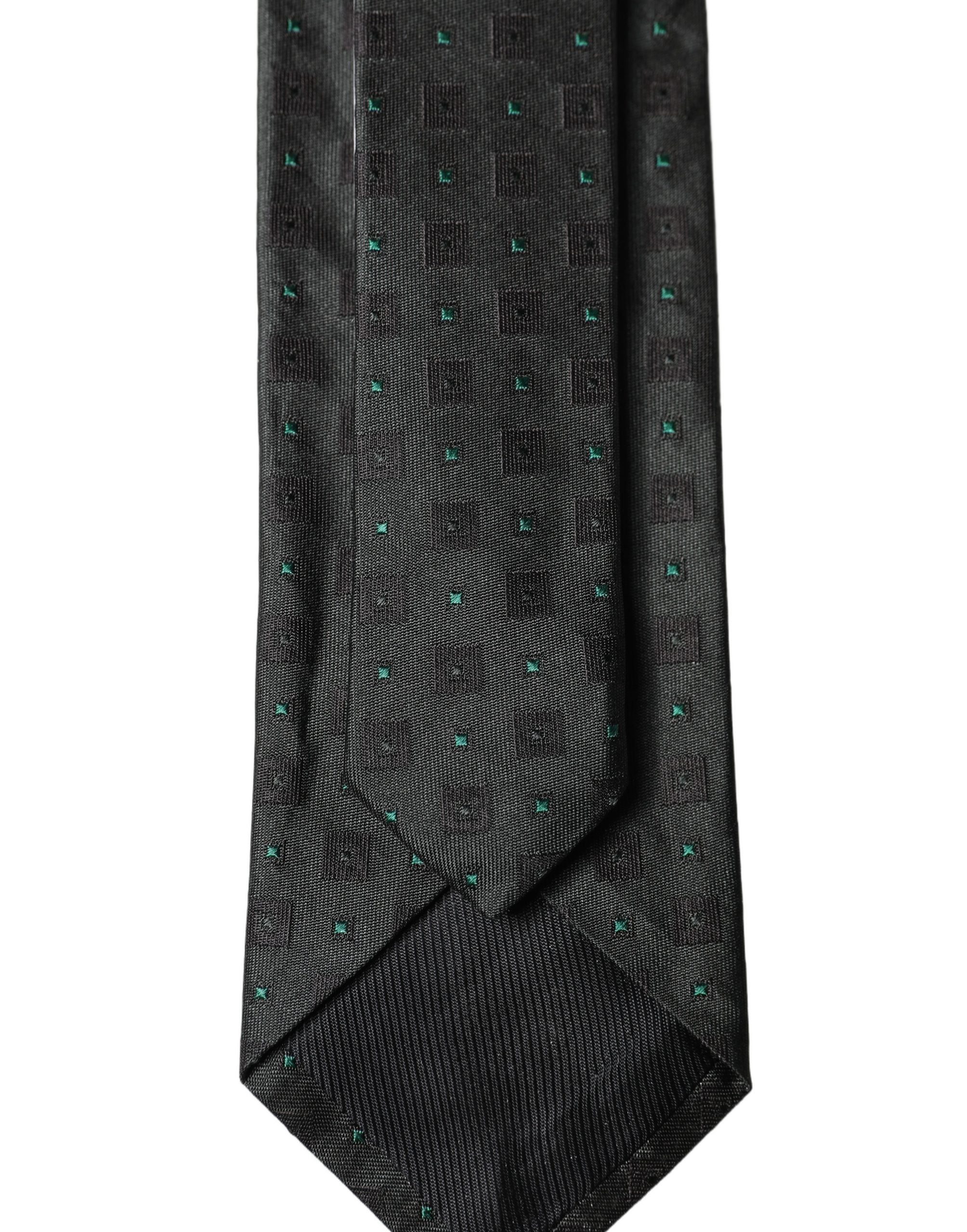 Dolce & Gabbana Black Geometric Silk Adjustable Men Women'sd NeckWomen's Women's Tie
