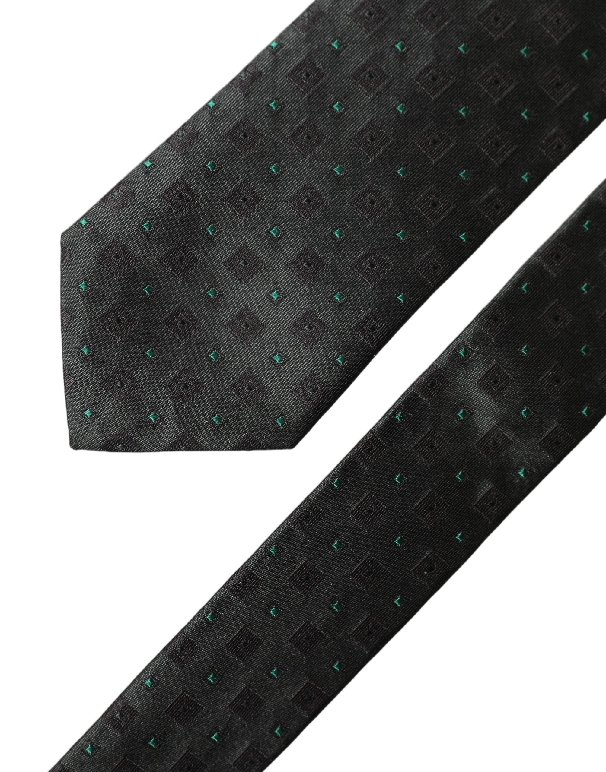 Dolce & Gabbana Black Geometric Silk Adjustable Men Women'sd NeckWomen's Women's Tie