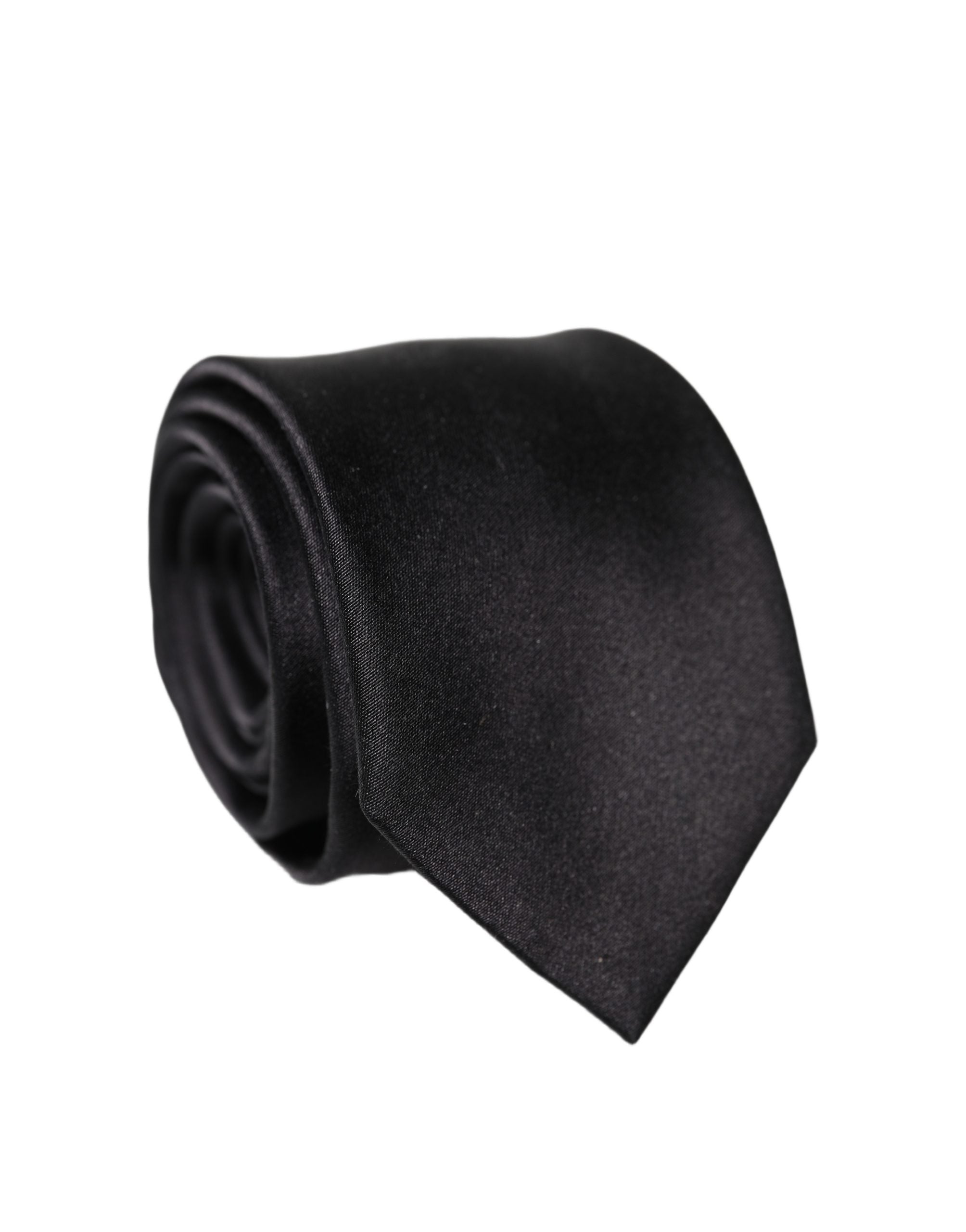 Dolce & Gabbana Black Solid Silk Satin Wide Adjustable Men NeckWomen's Women's Tie