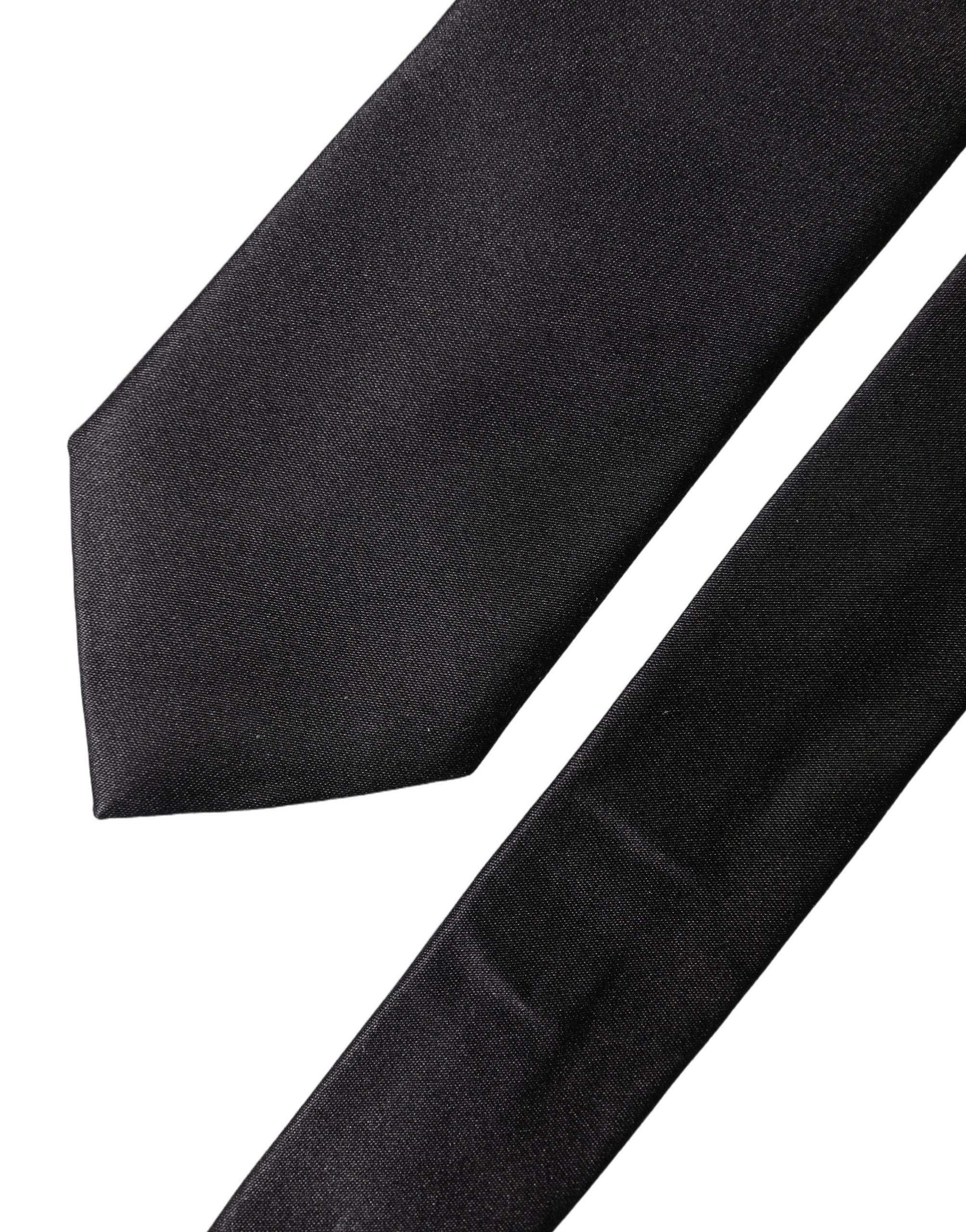 Dolce & Gabbana Black Solid Silk Satin Wide Adjustable Men NeckWomen's Women's Tie
