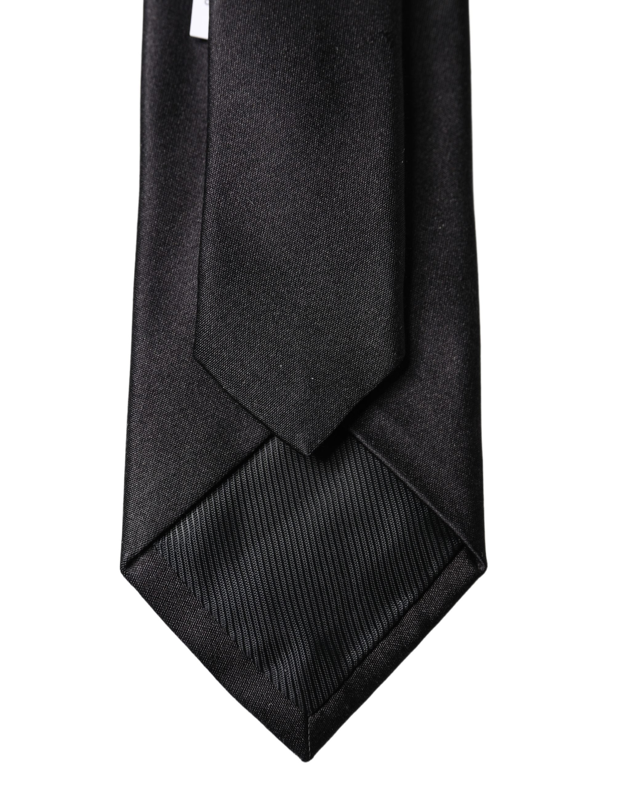 Dolce & Gabbana Black Solid Silk Satin Wide Adjustable Men NeckWomen's Women's Tie