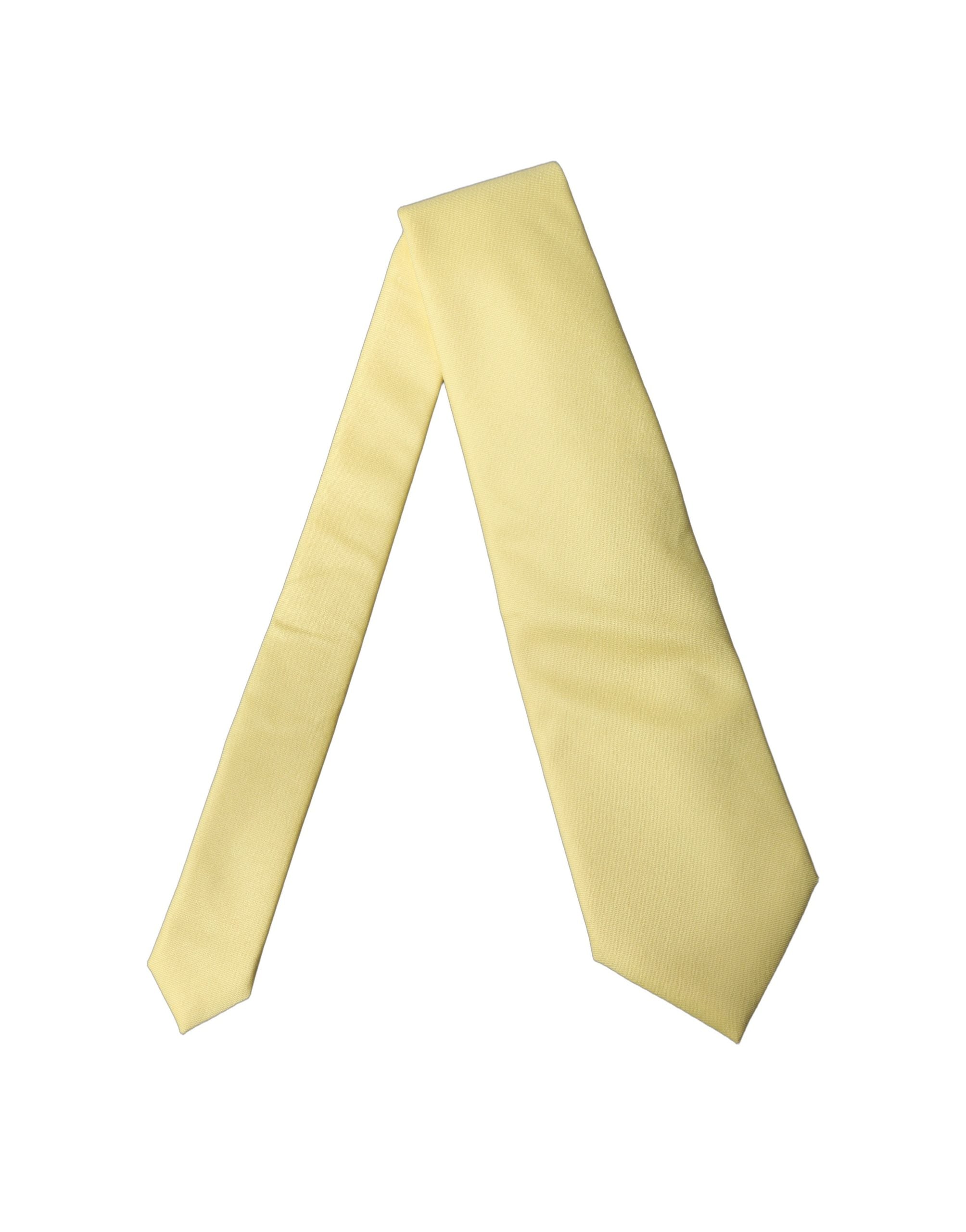 Dolce & Gabbana Yellow Solid Satin Silk Adjustable Women Women'sd NeckWomen's Women's Tie