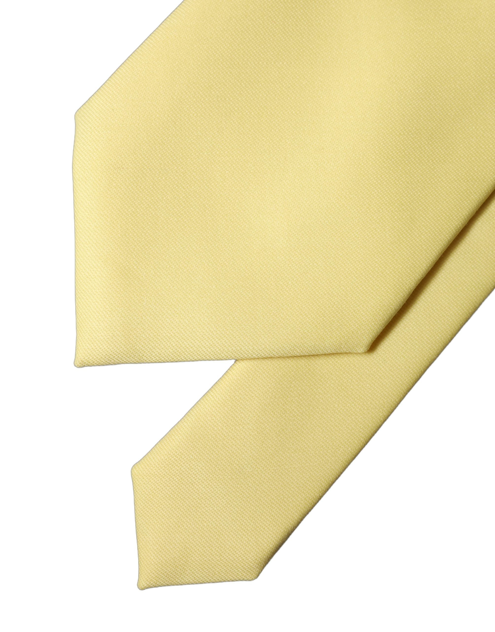 Dolce & Gabbana Yellow Solid Satin Silk Adjustable Women Women'sd NeckWomen's Women's Tie
