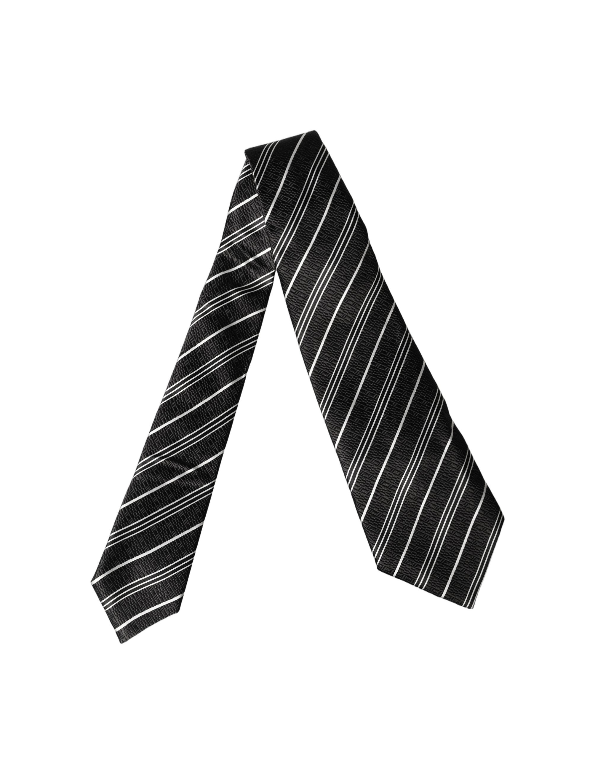 Dolce & Gabbana Black White Stripes Silk Adjustable Women NeckWomen's Women's Tie