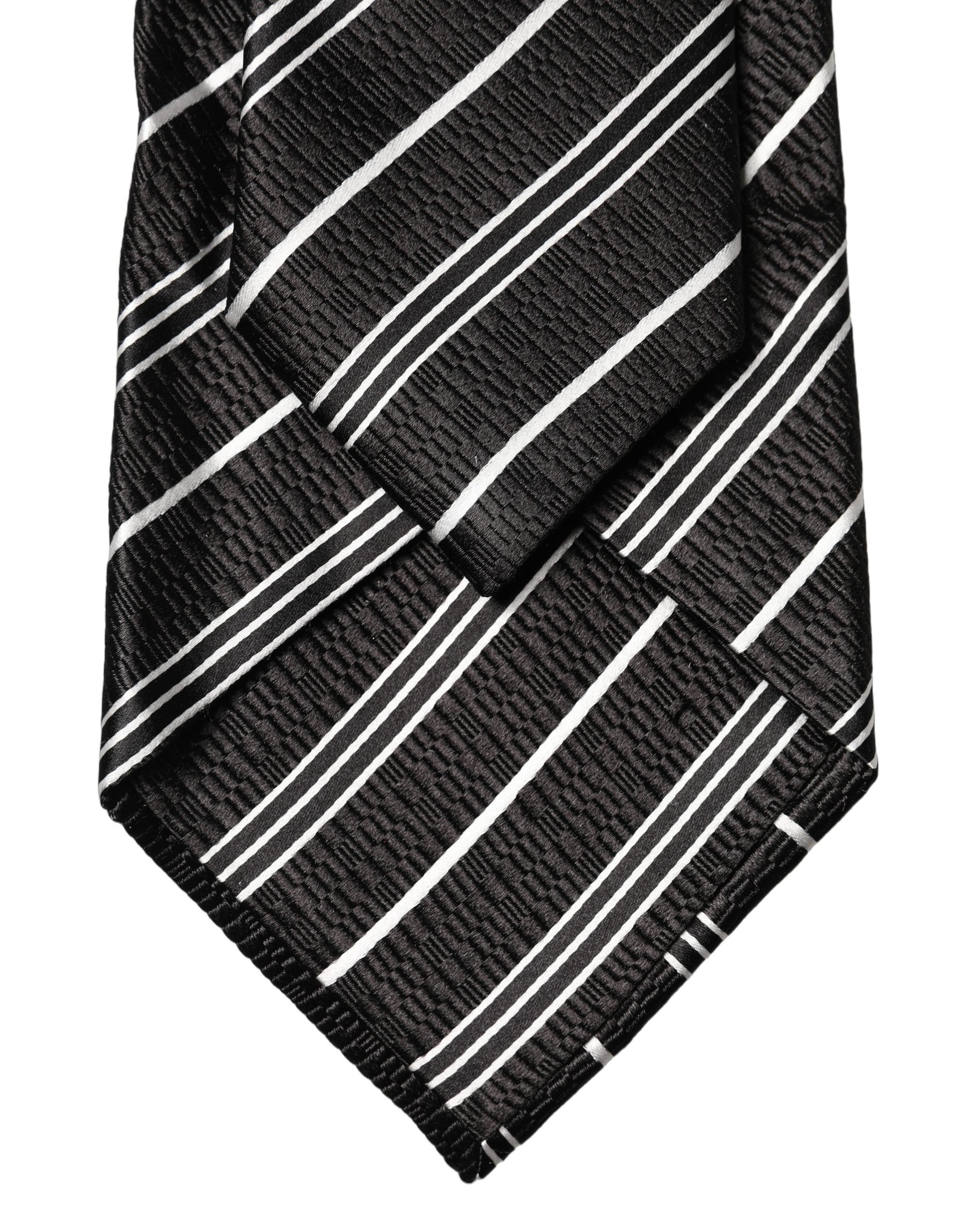 Dolce & Gabbana Black White Stripes Silk Adjustable Women NeckWomen's Women's Tie