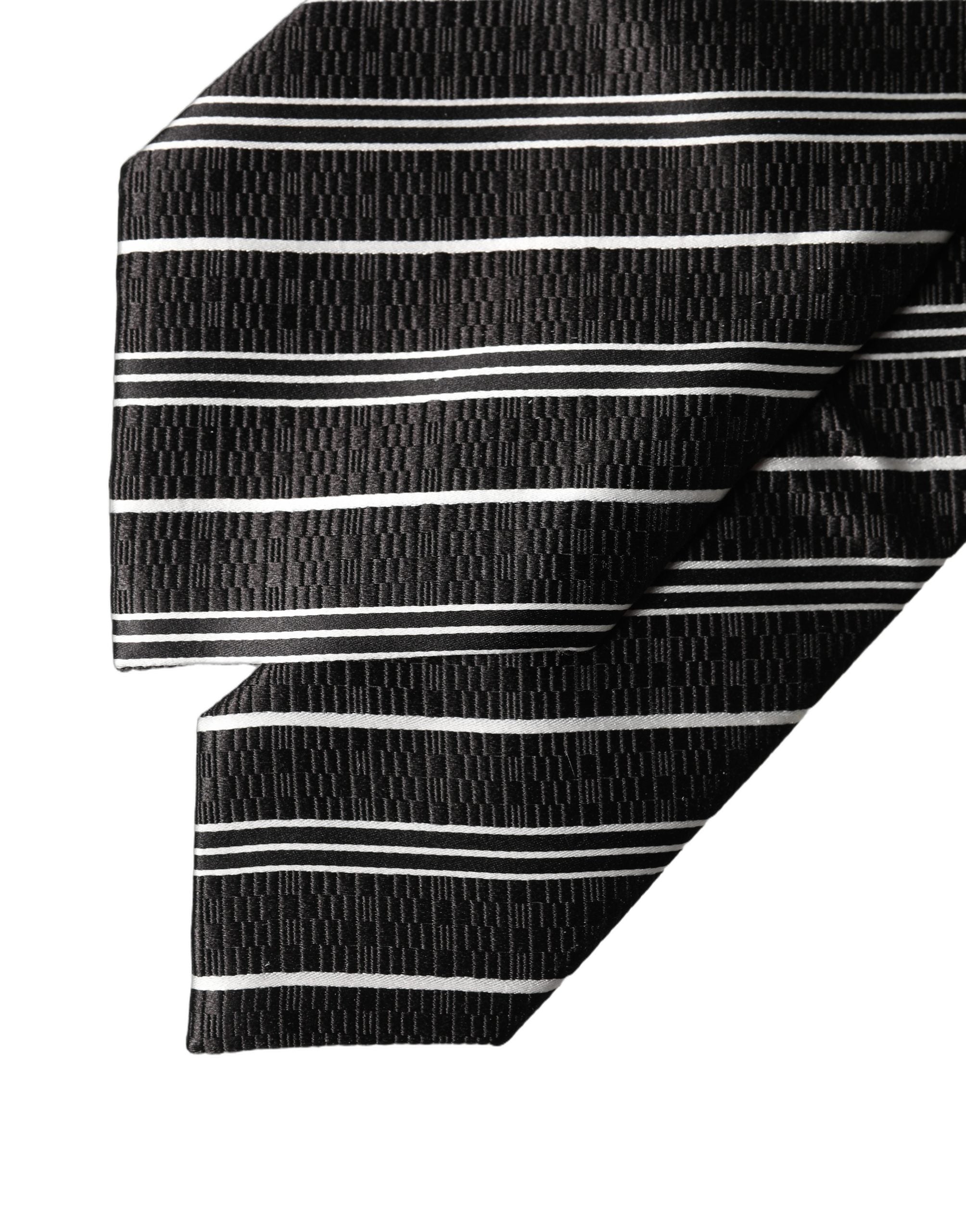 Dolce & Gabbana Black White Stripes Silk Adjustable Women NeckWomen's Women's Tie