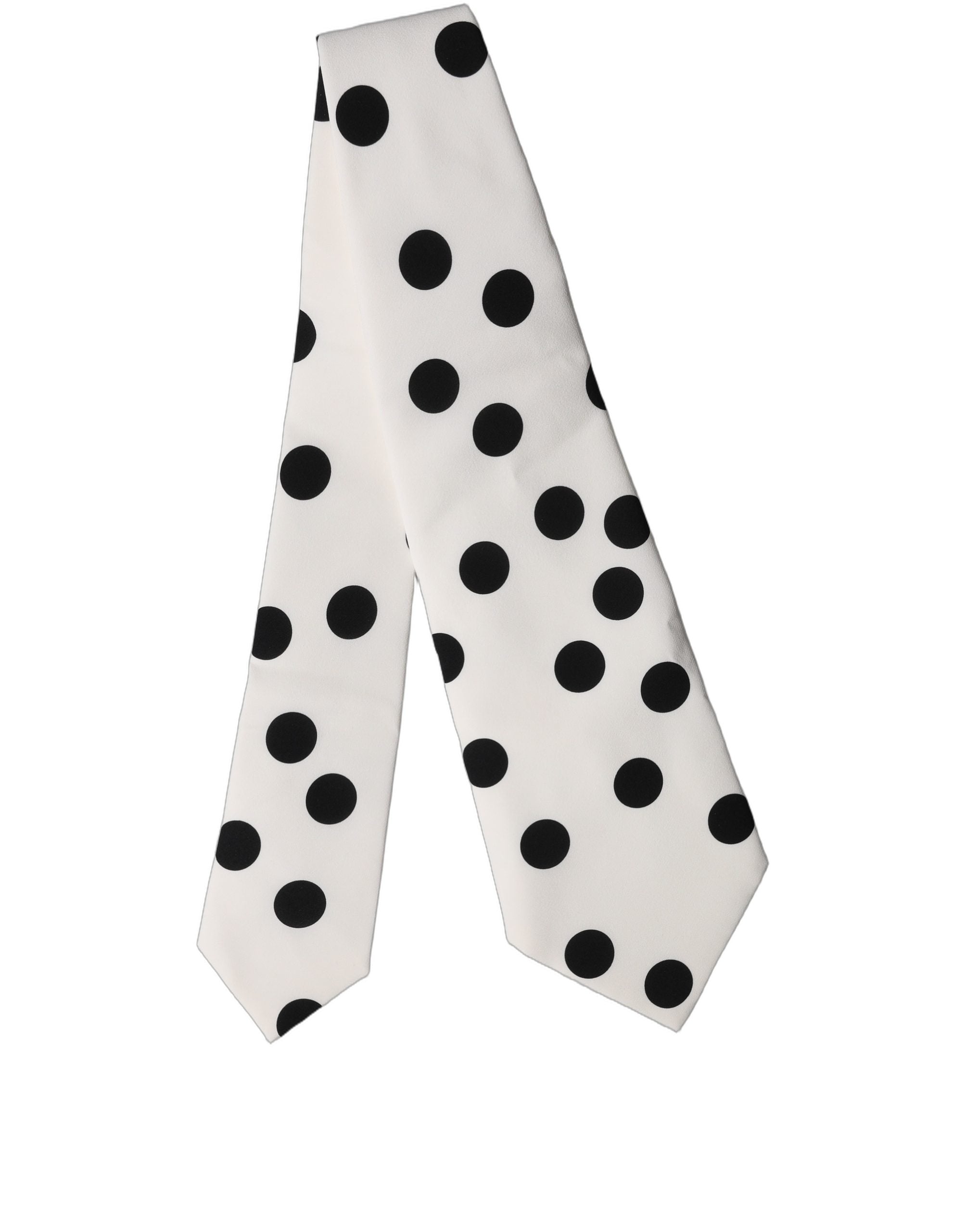 Dolce & Gabbana White Black Polka Dot Silk Adjustable Women NeckWomen's Women's Tie (Pre-Owned)