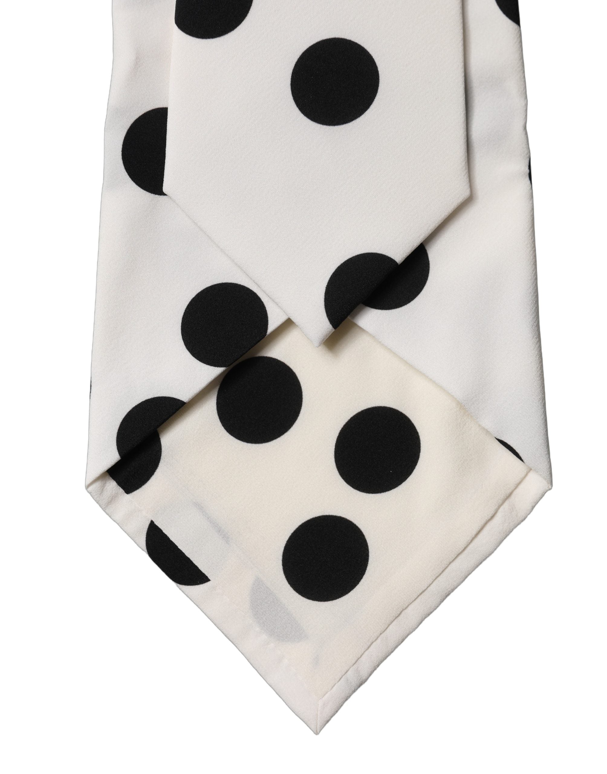 Dolce & Gabbana White Black Polka Dot Silk Adjustable Women NeckWomen's Women's Tie (Pre-Owned)